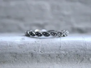 Twisted Vintage 14K White Gold Diamond Wedding Band.