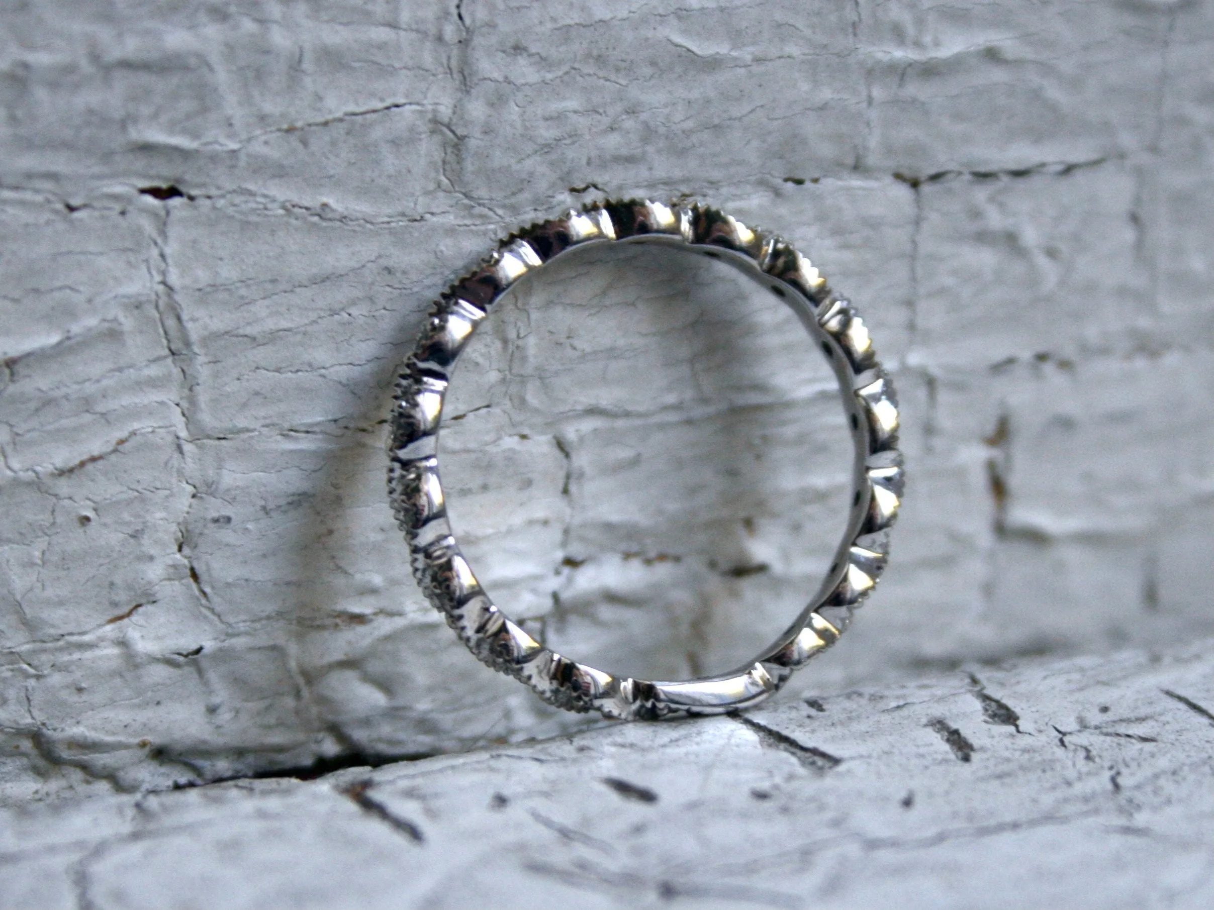 Twisted Vintage 14K White Gold Diamond Wedding Band.