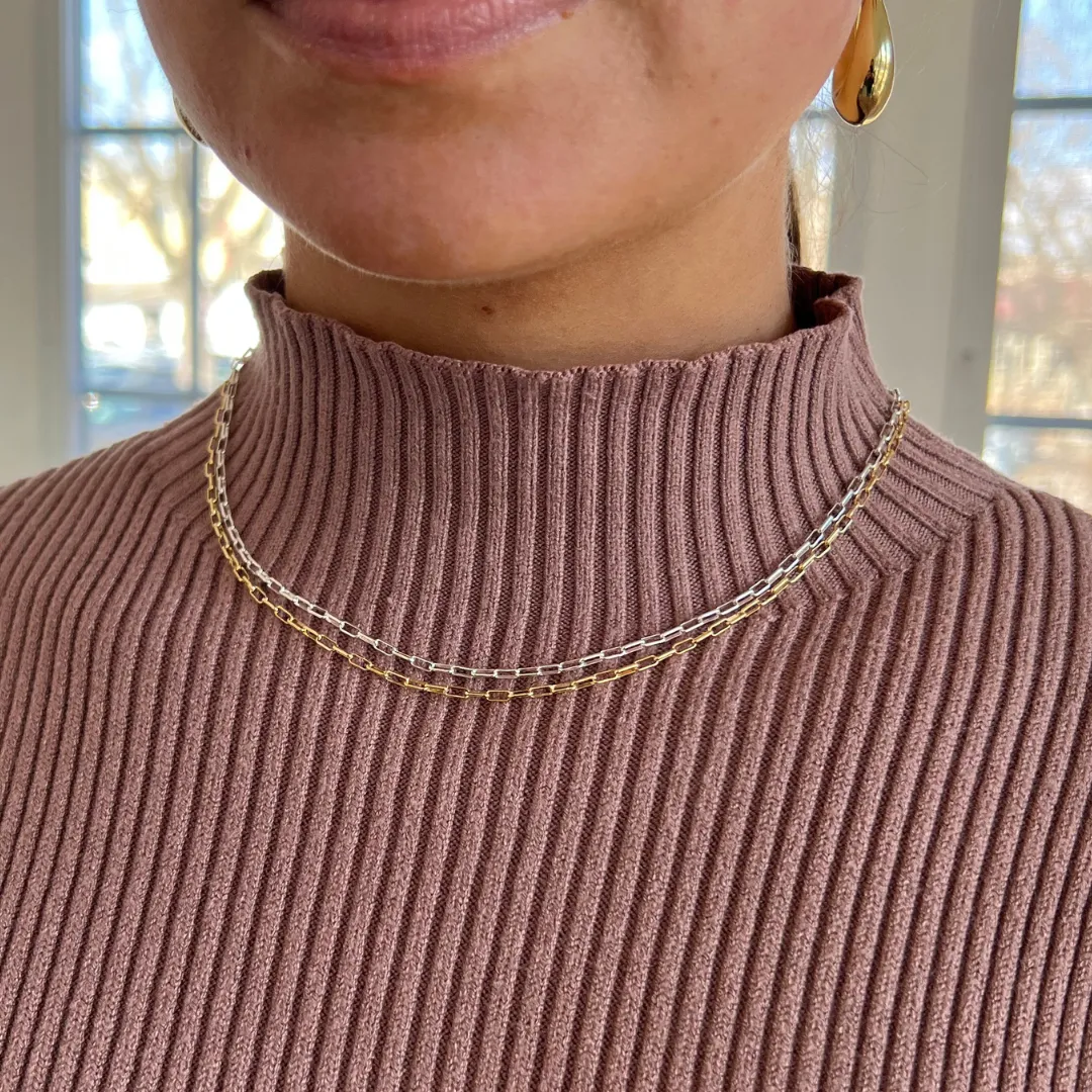 Two Tone Mini Paper Clip Necklace