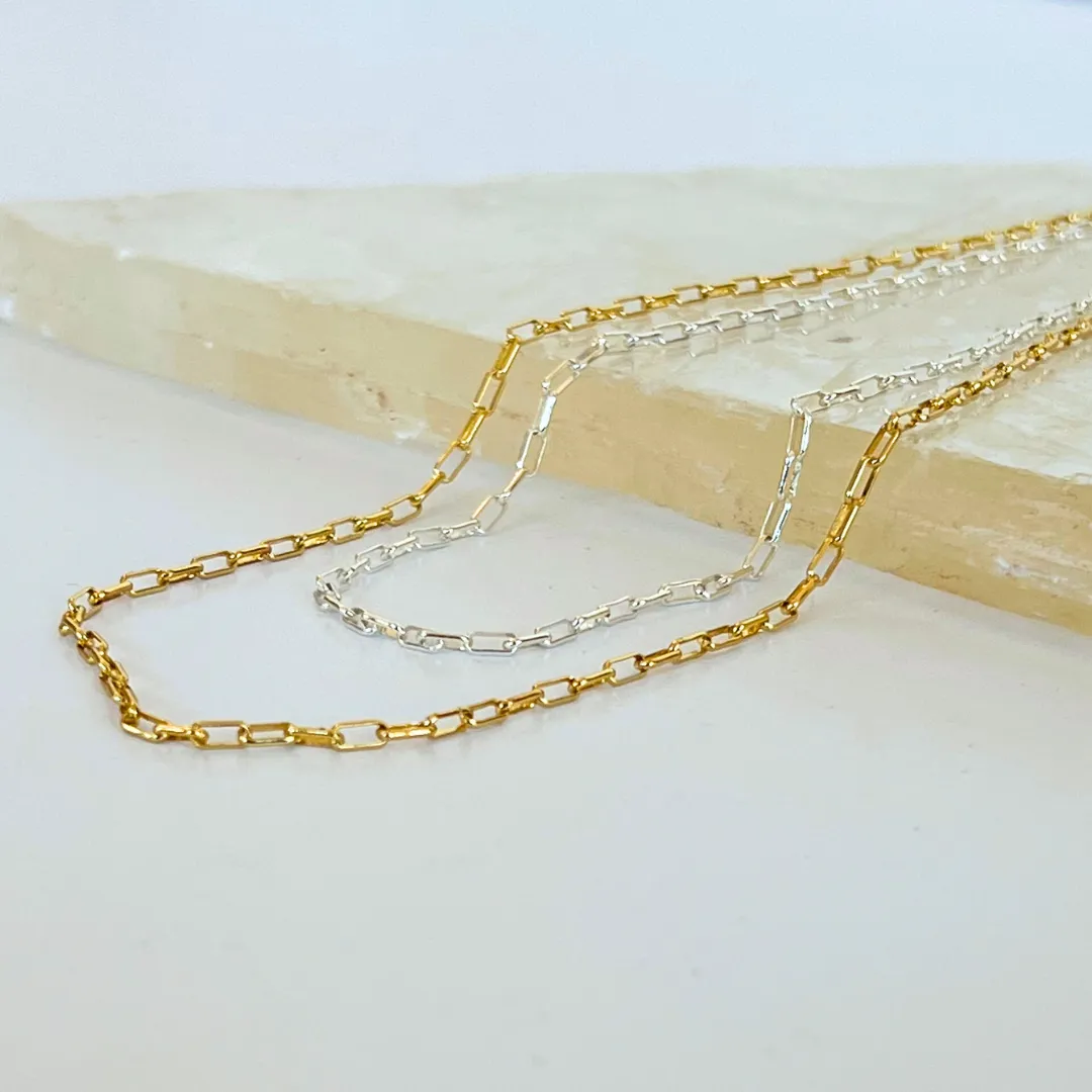 Two Tone Mini Paper Clip Necklace