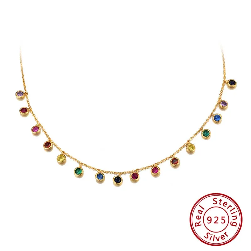 Unique Rainbow Necklaces For Women Luxury AAAA Cubic Zirconia Chain Necklace