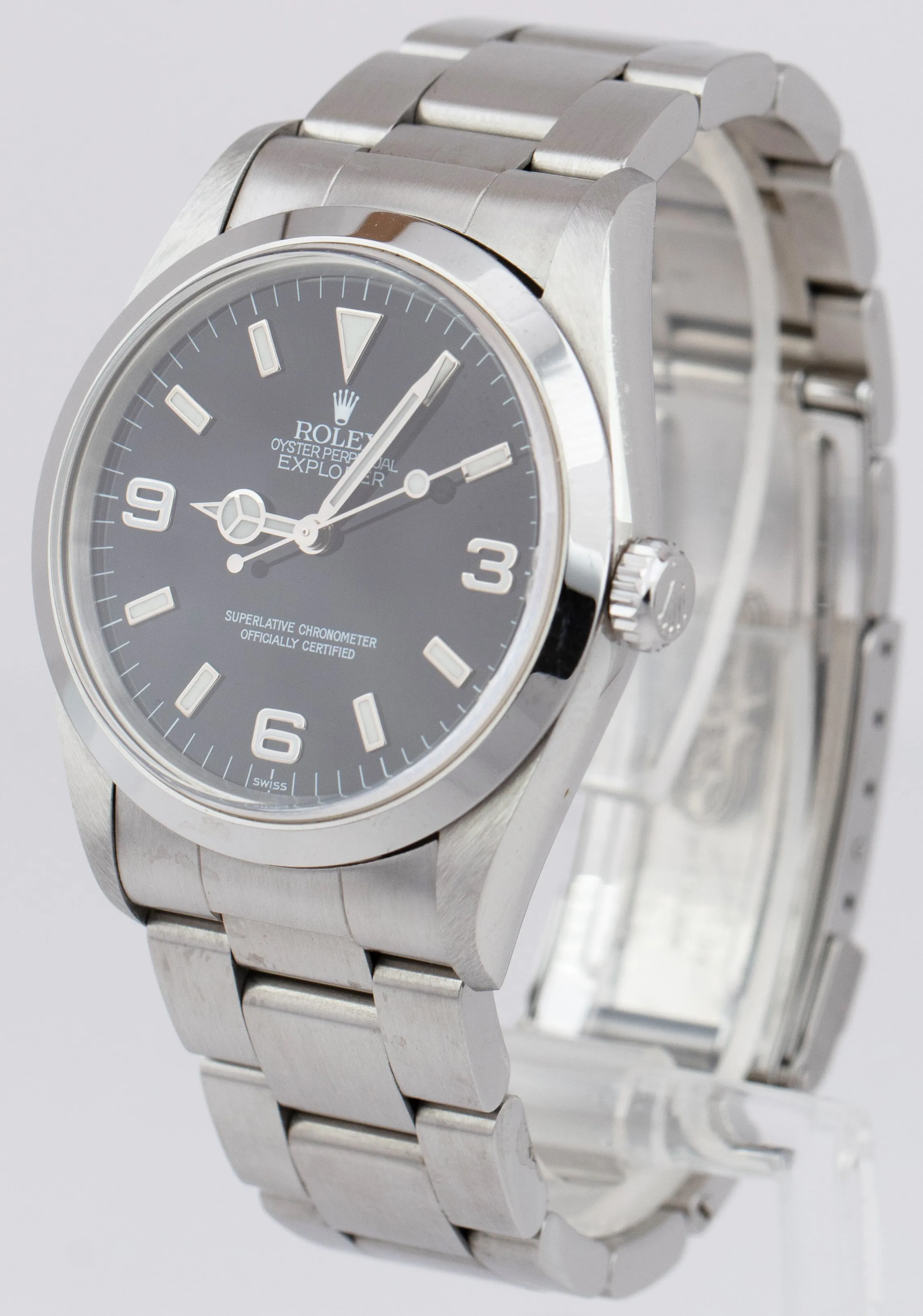 UNPOLISHED Rolex Explorer I Black 36mm Steel Swiss Only Oyster Watch 14270