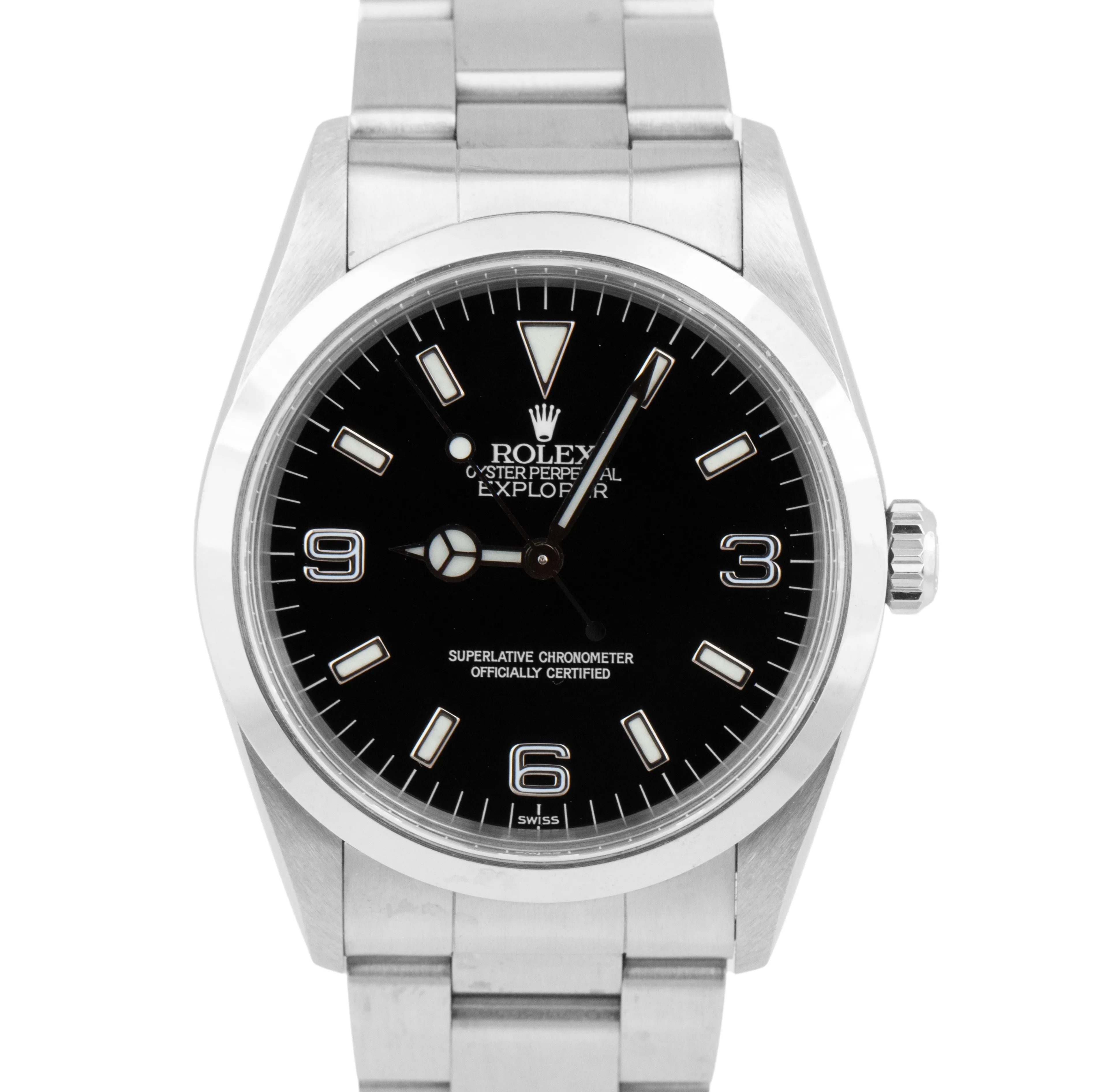 UNPOLISHED Rolex Explorer I Black 36mm Steel Swiss Only Oyster Watch 14270