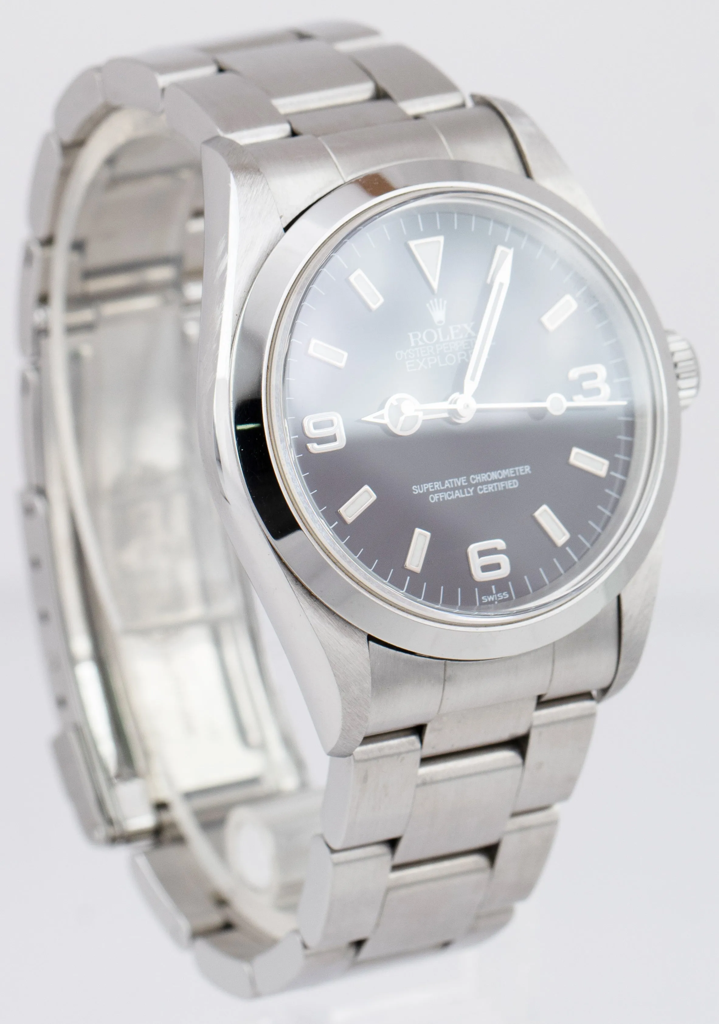 UNPOLISHED Rolex Explorer I Black 36mm Steel Swiss Only Oyster Watch 14270