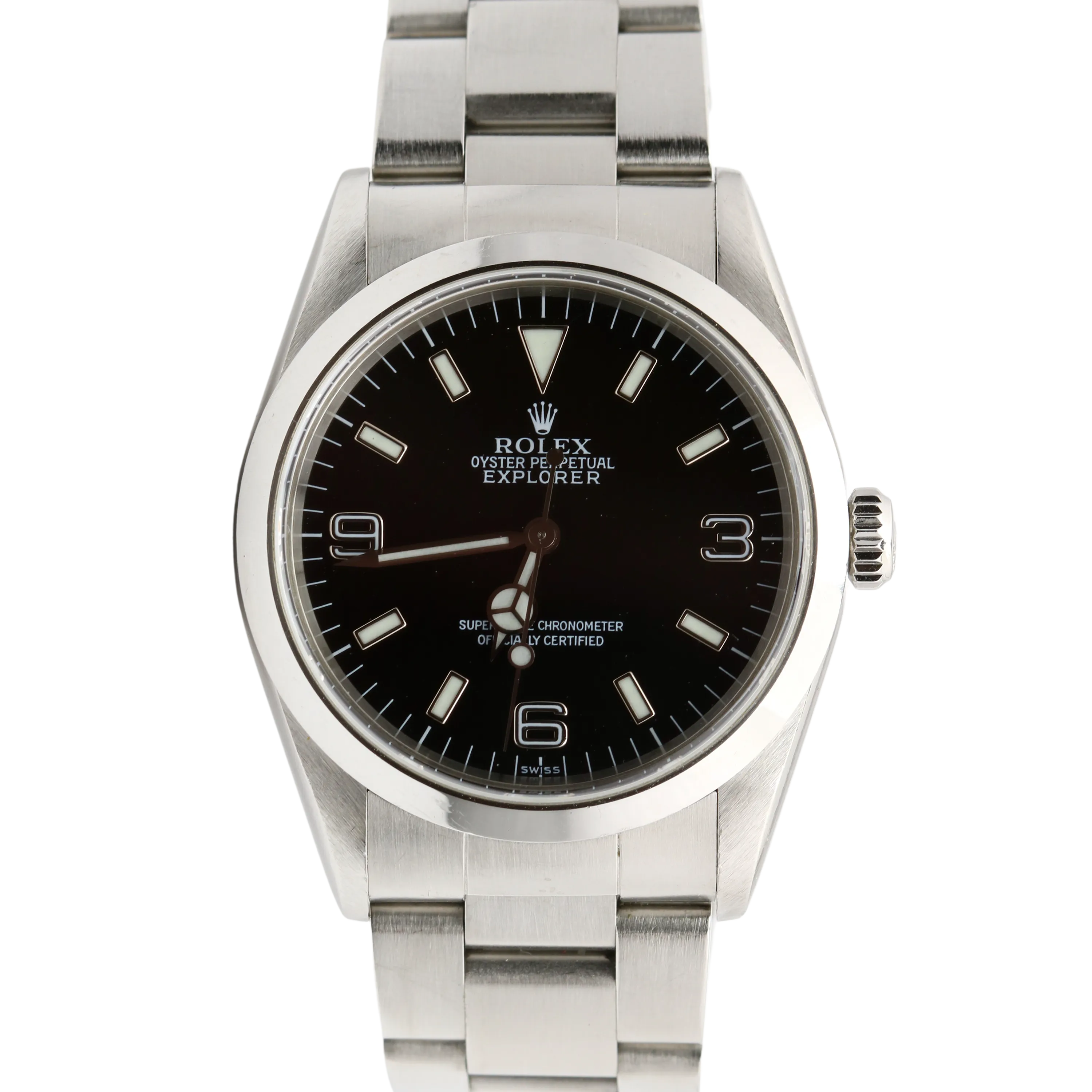 UNPOLISHED Rolex Explorer I Black 36mm SWISS ONLY Steel 3-6-9 Oyster Watch 14270