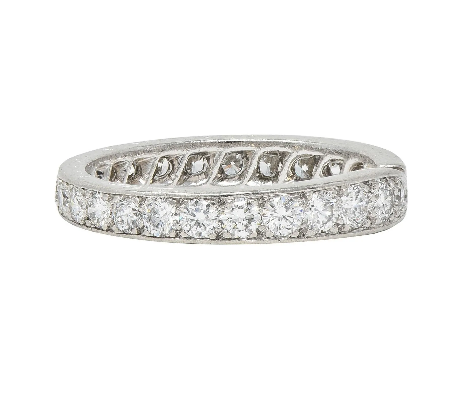 Van Cleef & Arpels French 1.50 CTW Diamond Platinum Vintage Bypass Eternity Band Ring