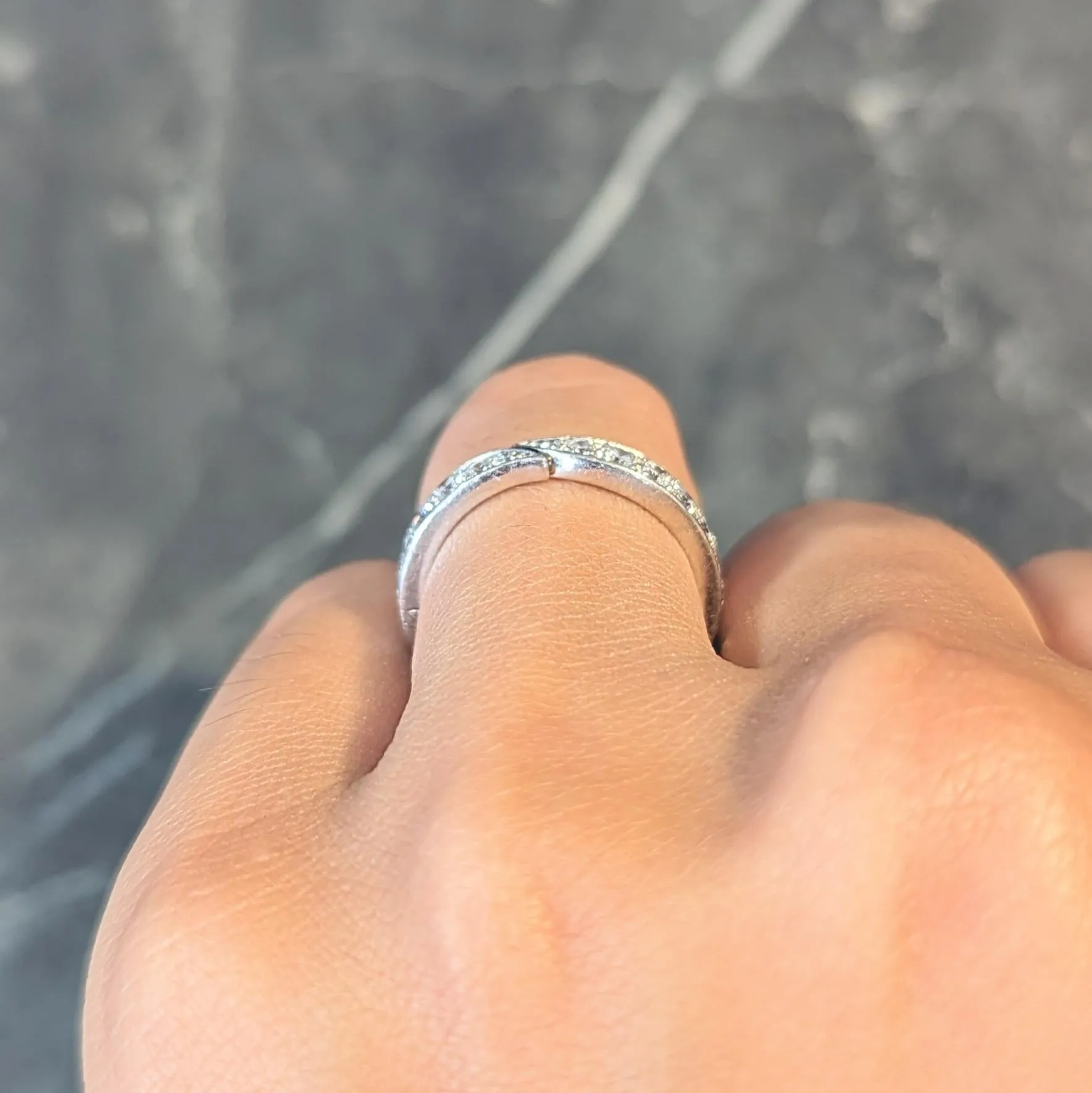 Van Cleef & Arpels French 1.50 CTW Diamond Platinum Vintage Bypass Eternity Band Ring