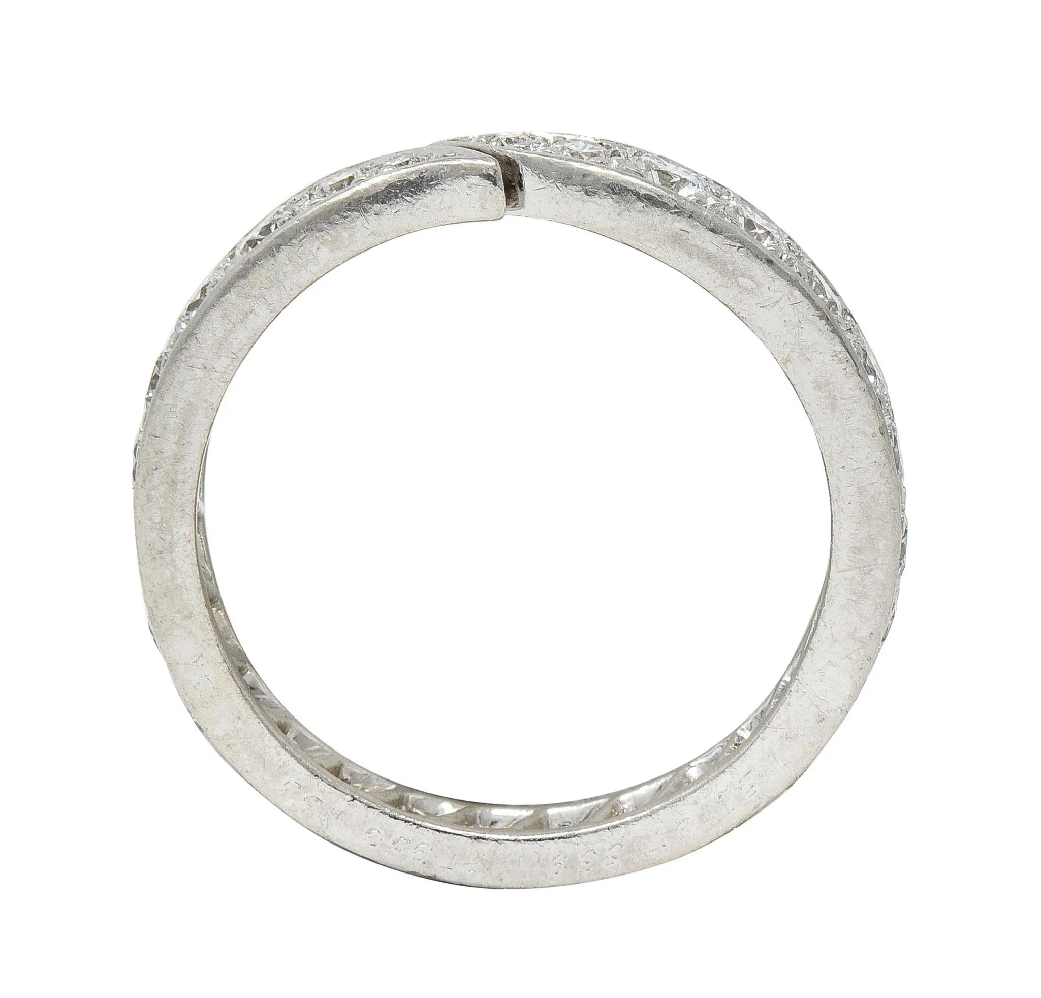 Van Cleef & Arpels French 1.50 CTW Diamond Platinum Vintage Bypass Eternity Band Ring