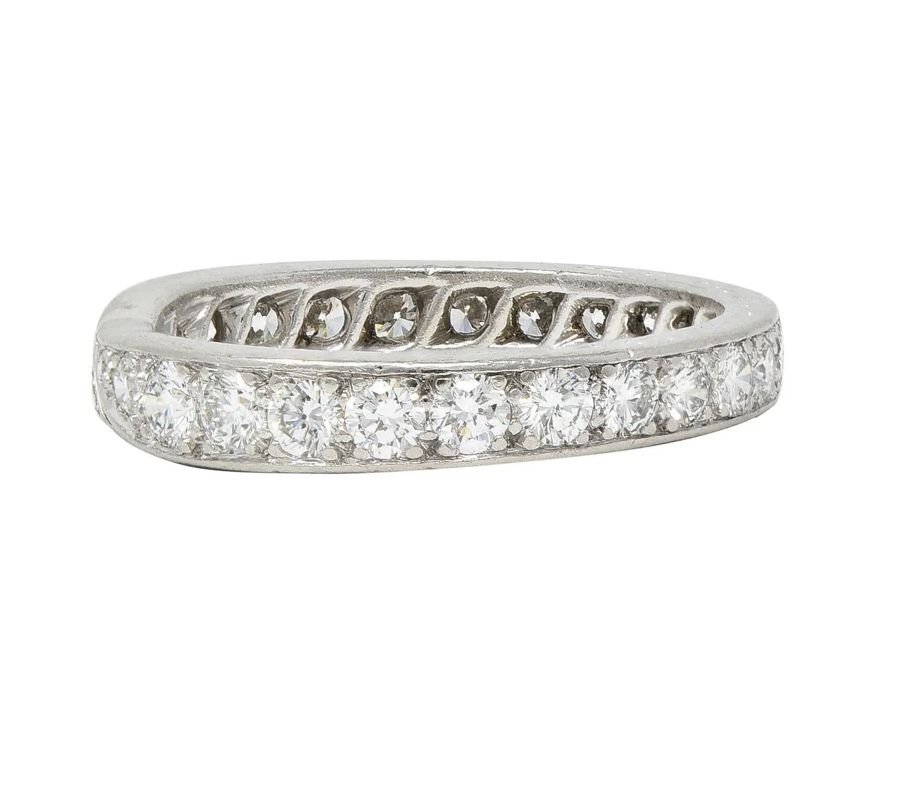 Van Cleef & Arpels French 1.50 CTW Diamond Platinum Vintage Bypass Eternity Band Ring