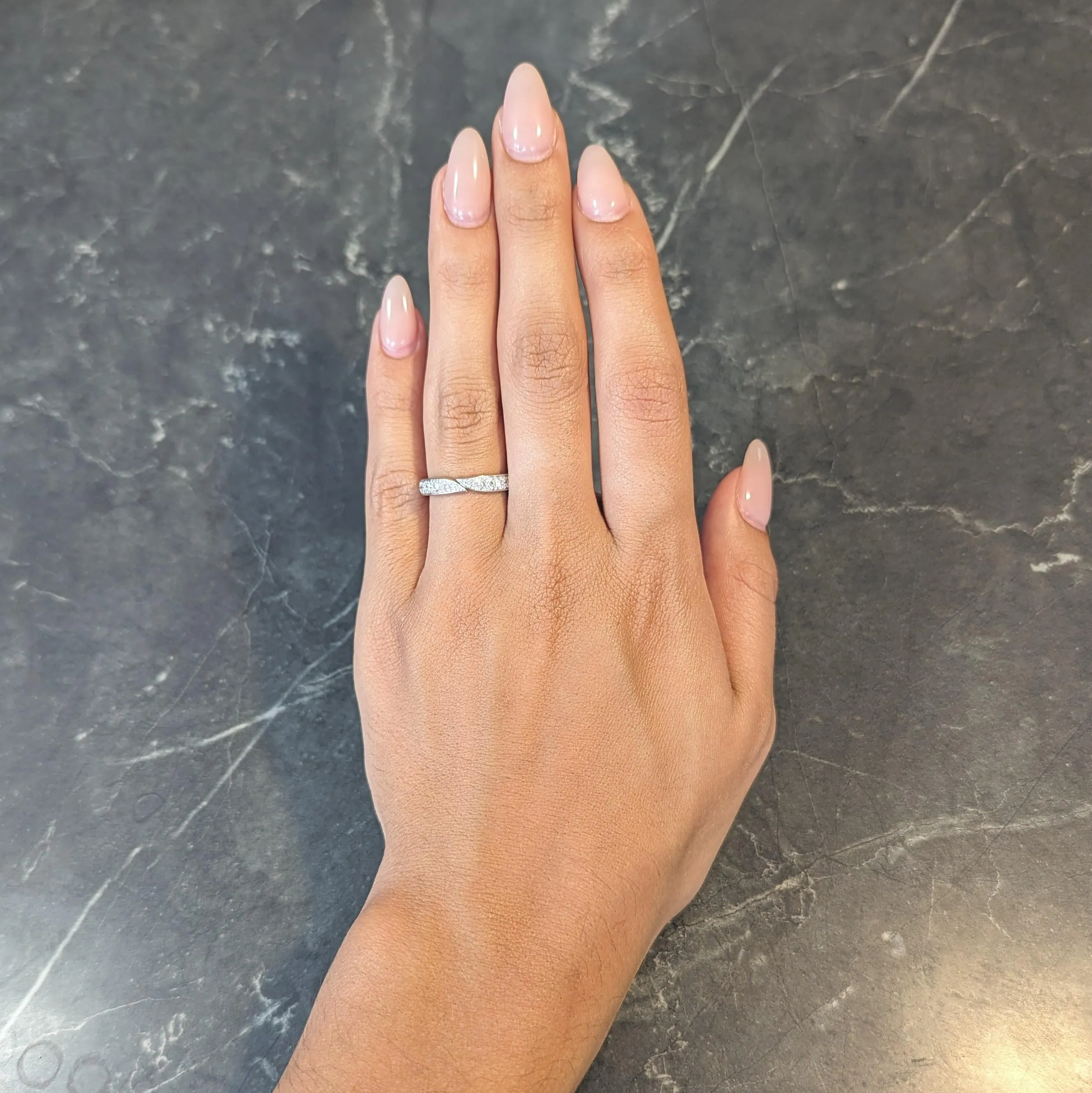 Van Cleef & Arpels French 1.50 CTW Diamond Platinum Vintage Bypass Eternity Band Ring