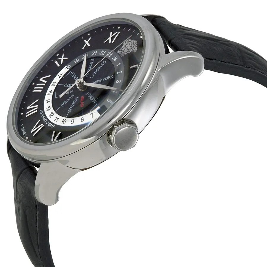 Versace Business Automatic GMT Black Dial Black Leather Men's Watch 3DA99D008-S009