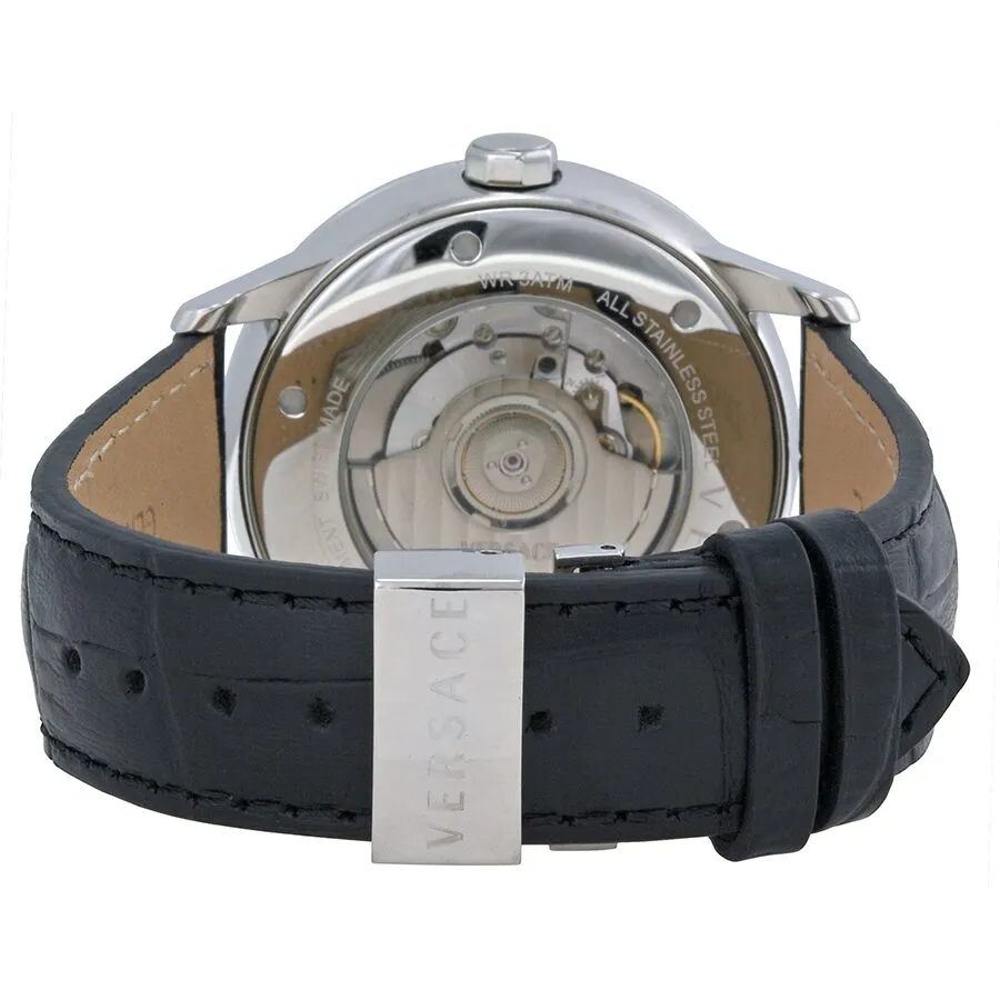 Versace Business Automatic GMT Black Dial Black Leather Men's Watch 3DA99D008-S009