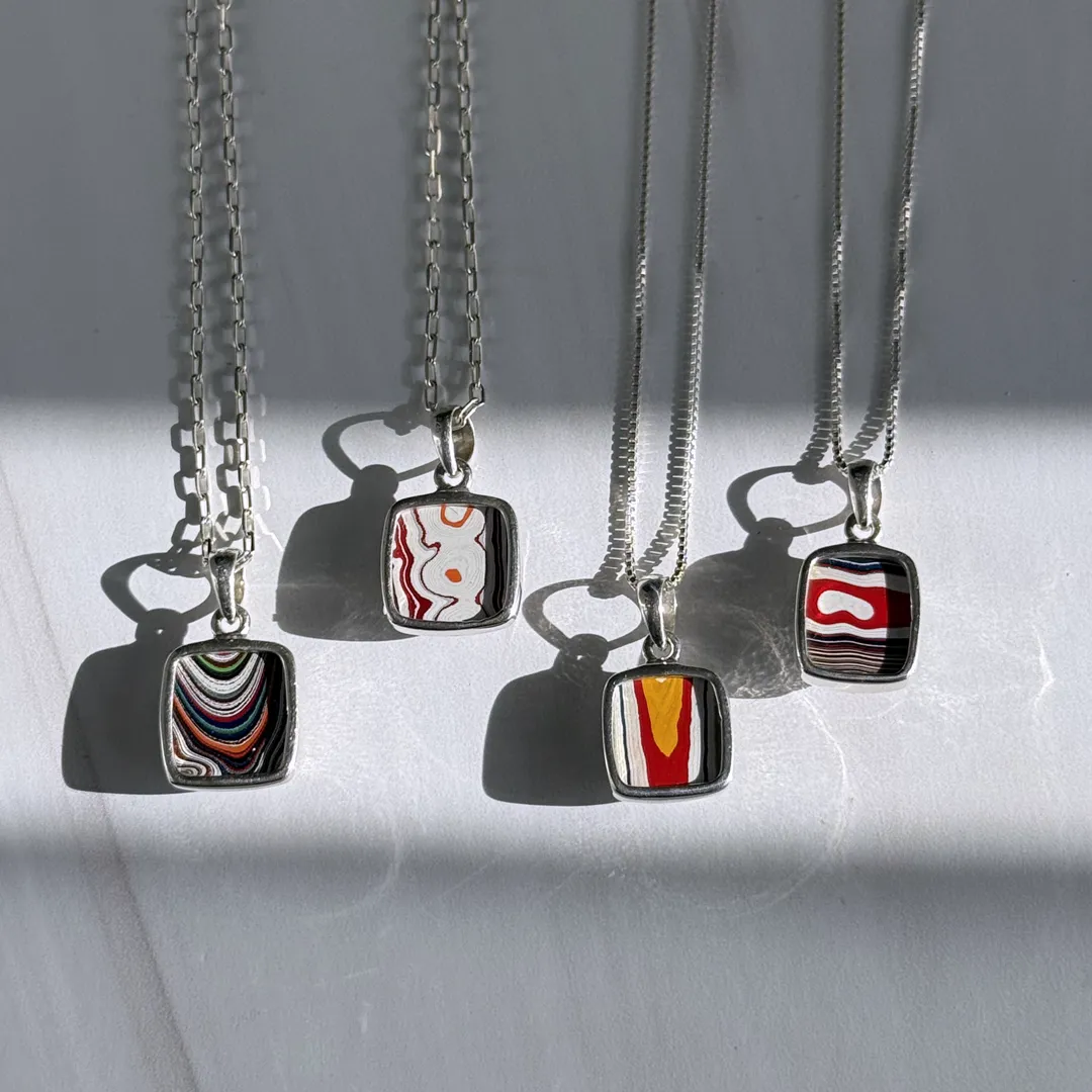 Vibrant Fordite Pendant Necklaces