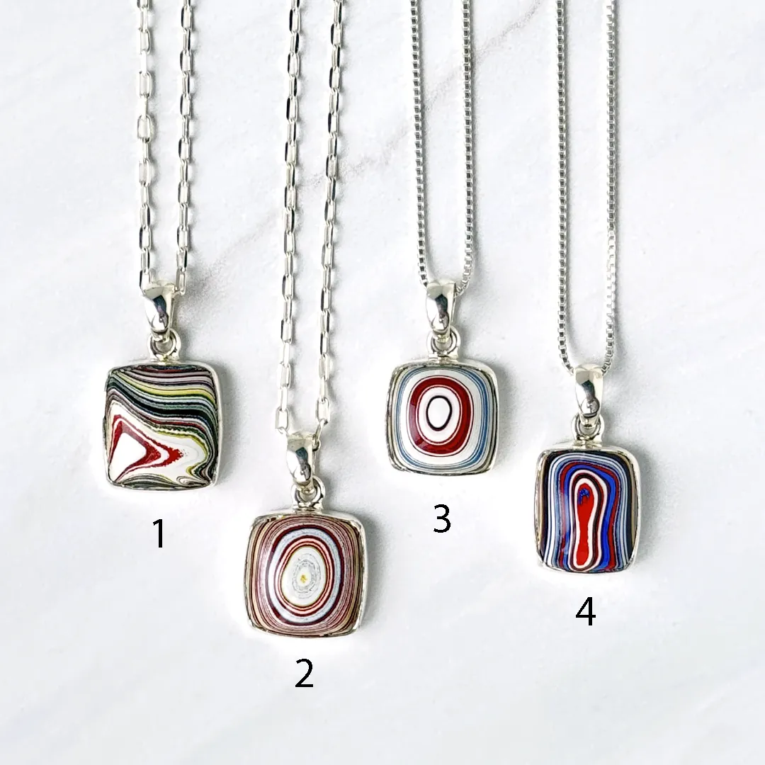 Vibrant Fordite Pendant Necklaces