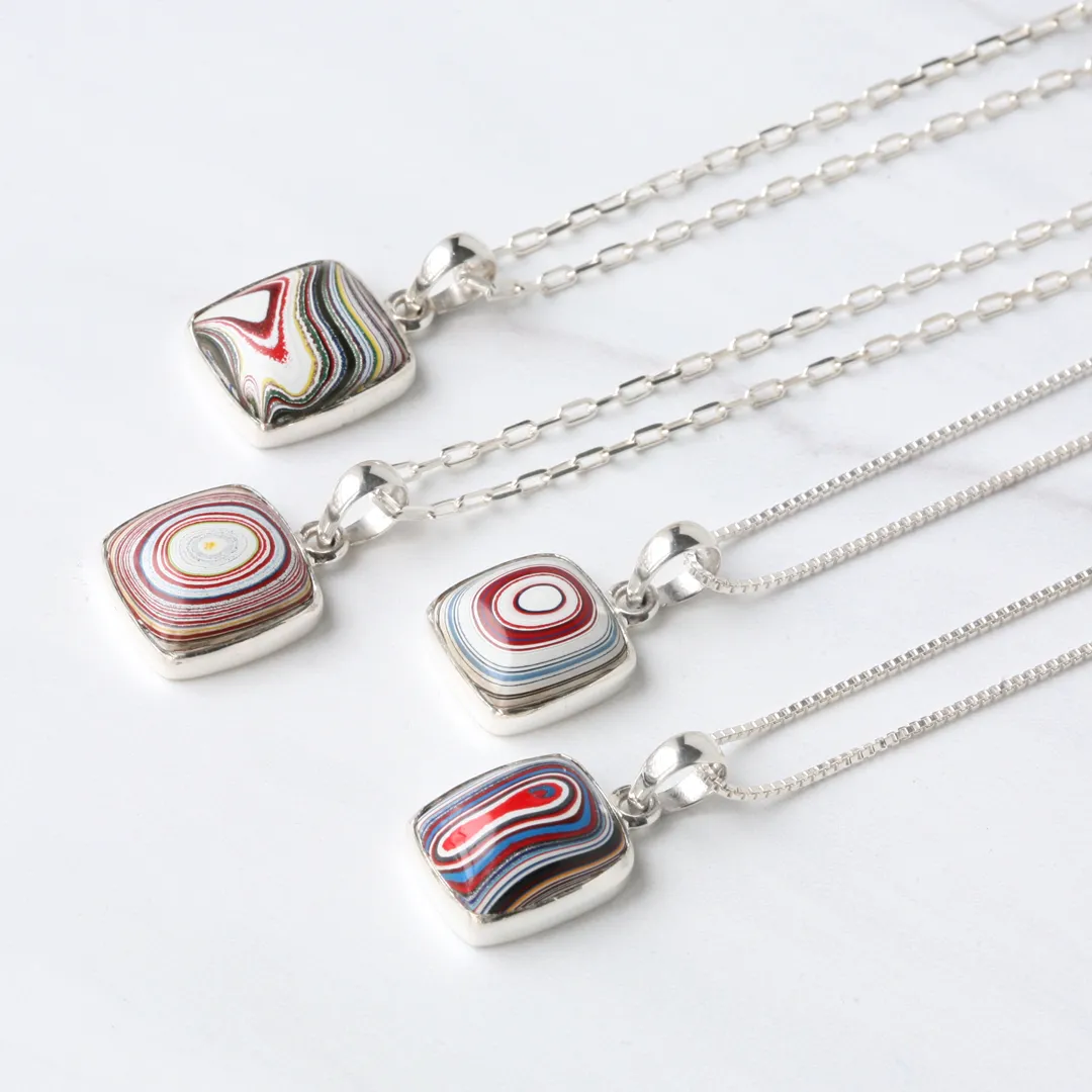 Vibrant Fordite Pendant Necklaces