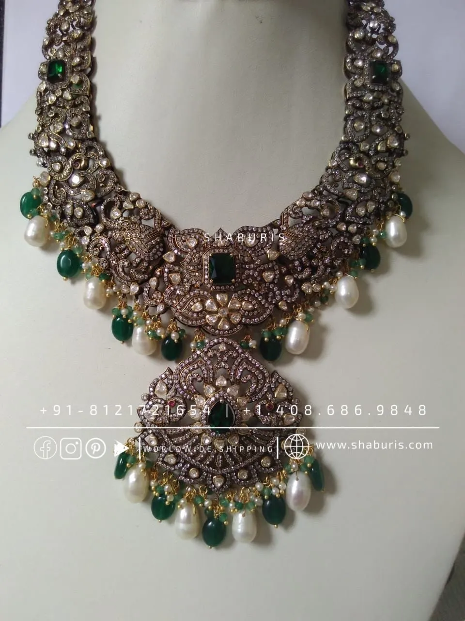 Victorian necklace diamond necklace rubies emeralds bridal diamond necklace indian jewelry designs silver jewelry wedding jewelry - SHABURIS