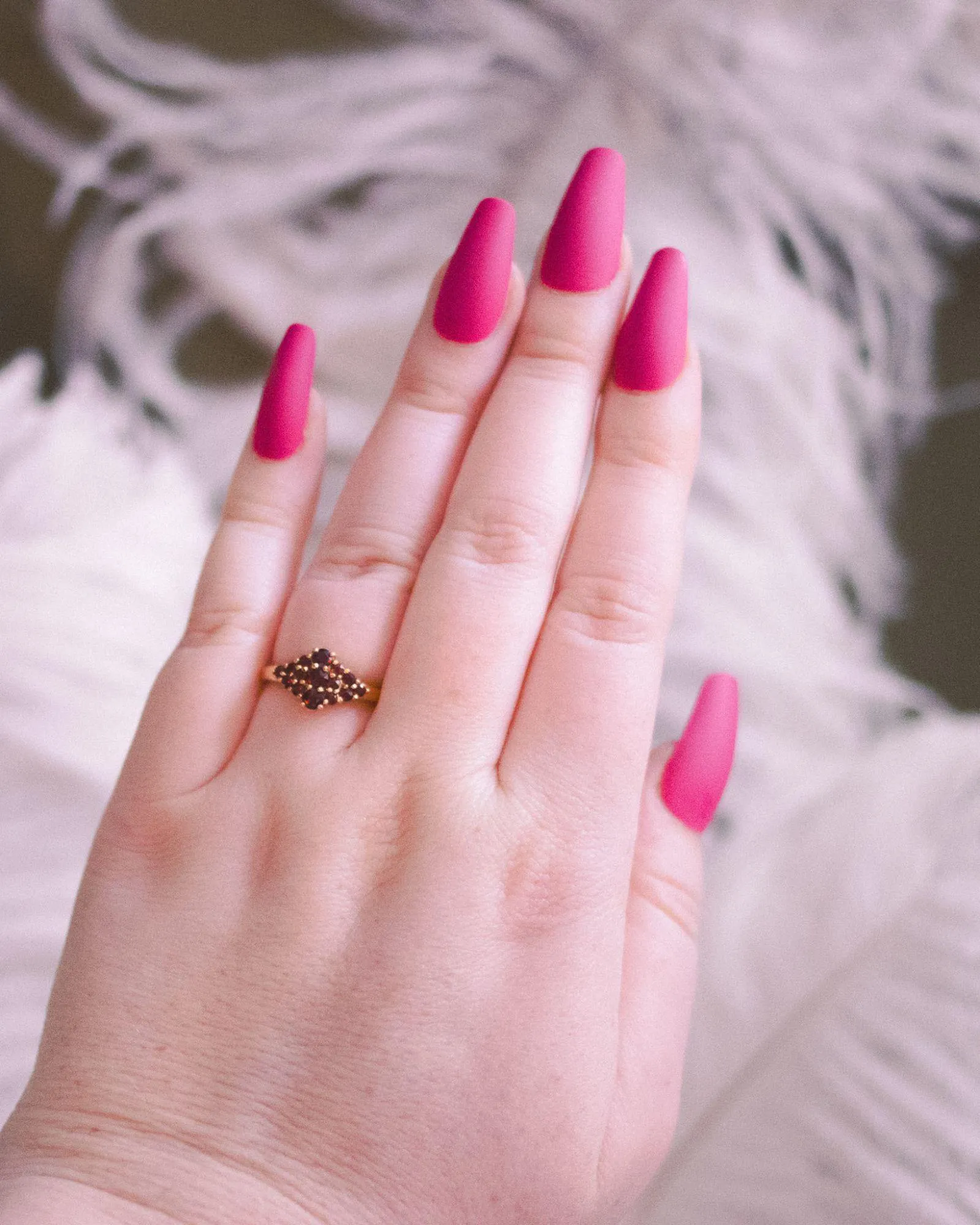 Vintage 1980s Garnet Cocktail Statement Ring