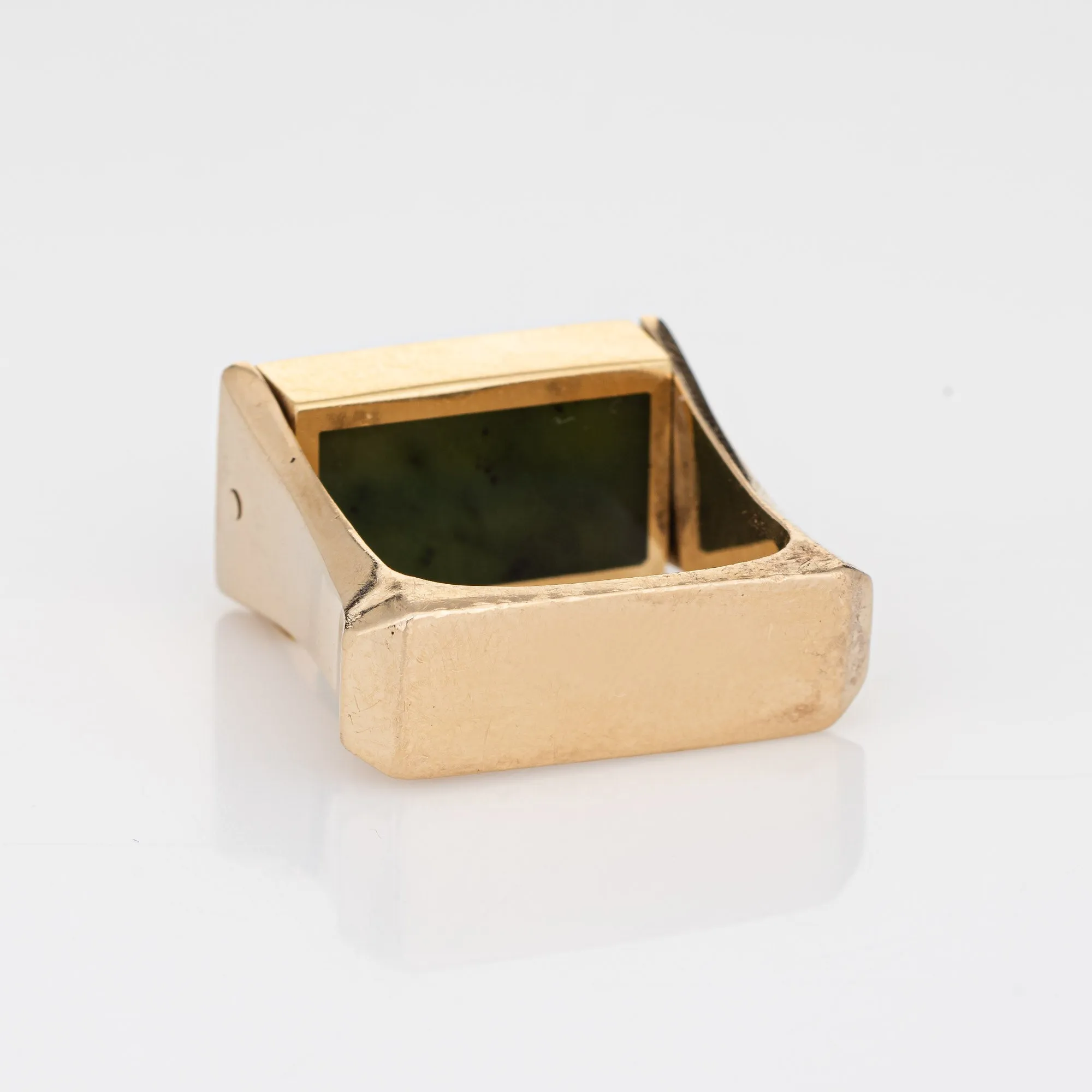 Vintage 70s Flip Ring Jade Lapis Lazuli 14k Yellow Gold Square Band Sz 6.5