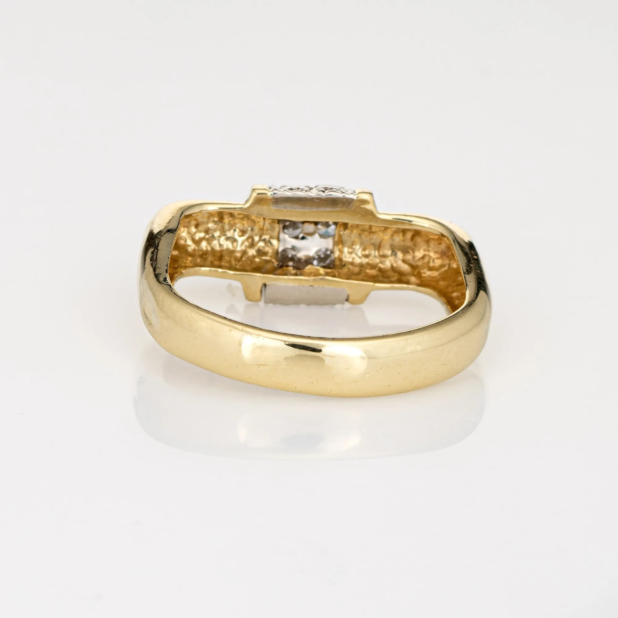 Vintage 70s Square Diamond Band Sz 6 18k Yellow Gold Stacking Ring Fine Jewelry