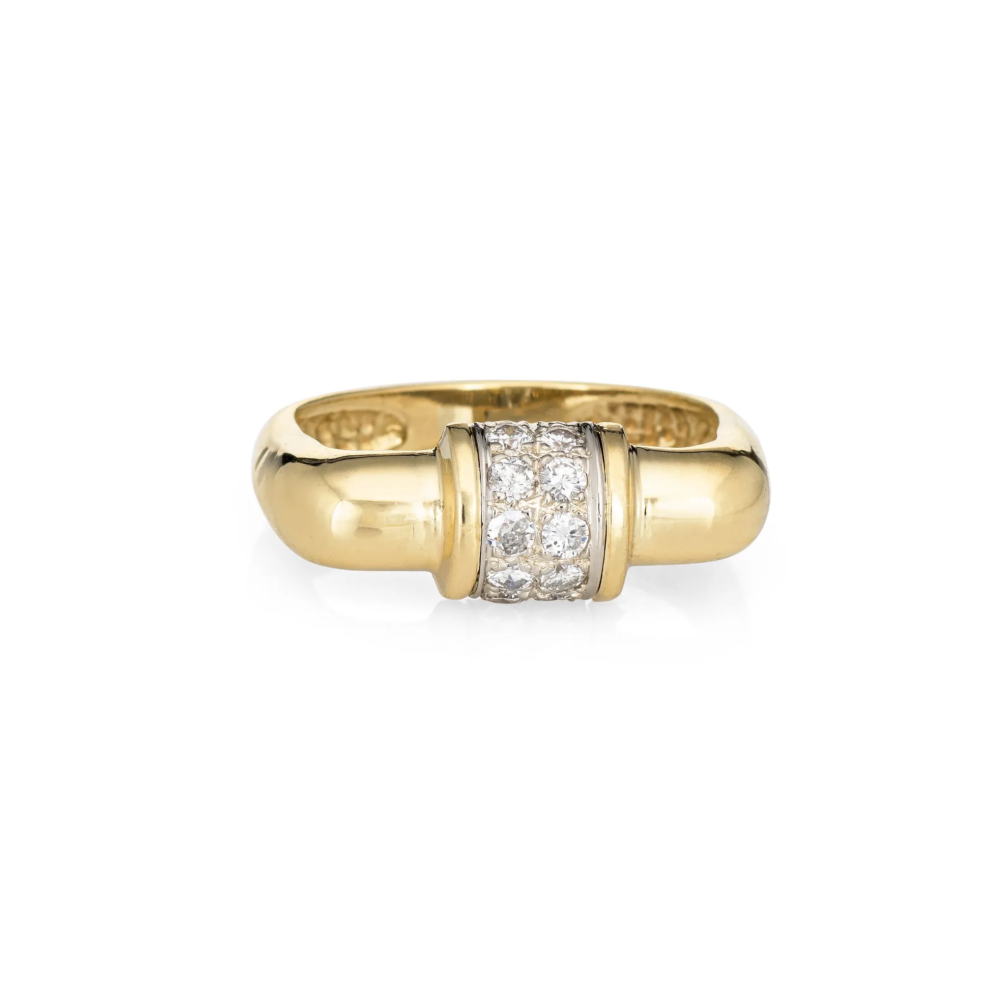 Vintage 70s Square Diamond Band Sz 6 18k Yellow Gold Stacking Ring Fine Jewelry