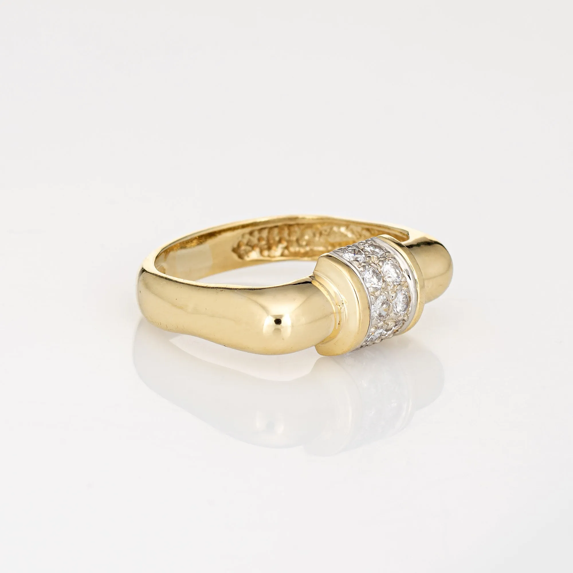 Vintage 70s Square Diamond Band Sz 6 18k Yellow Gold Stacking Ring Fine Jewelry