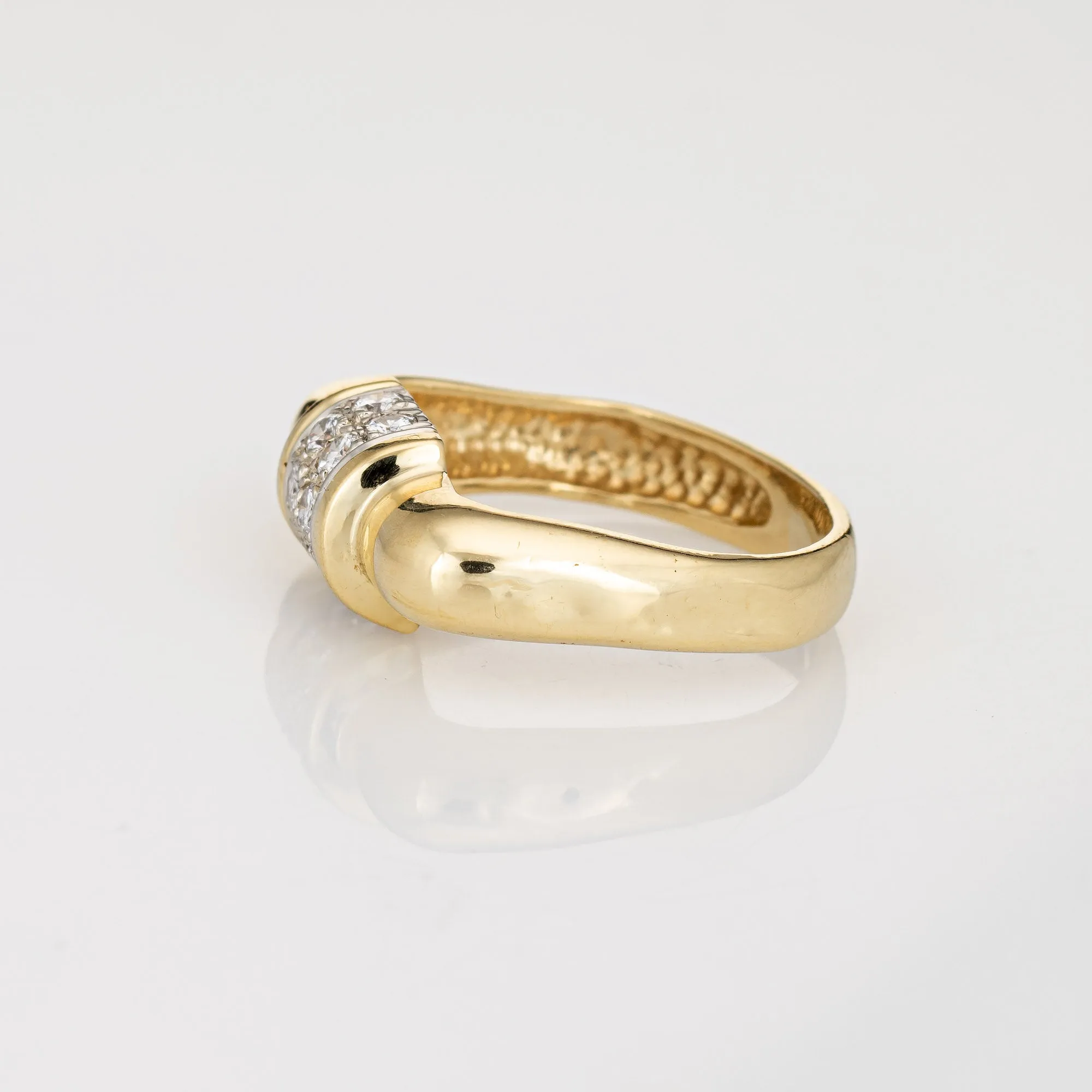 Vintage 70s Square Diamond Band Sz 6 18k Yellow Gold Stacking Ring Fine Jewelry