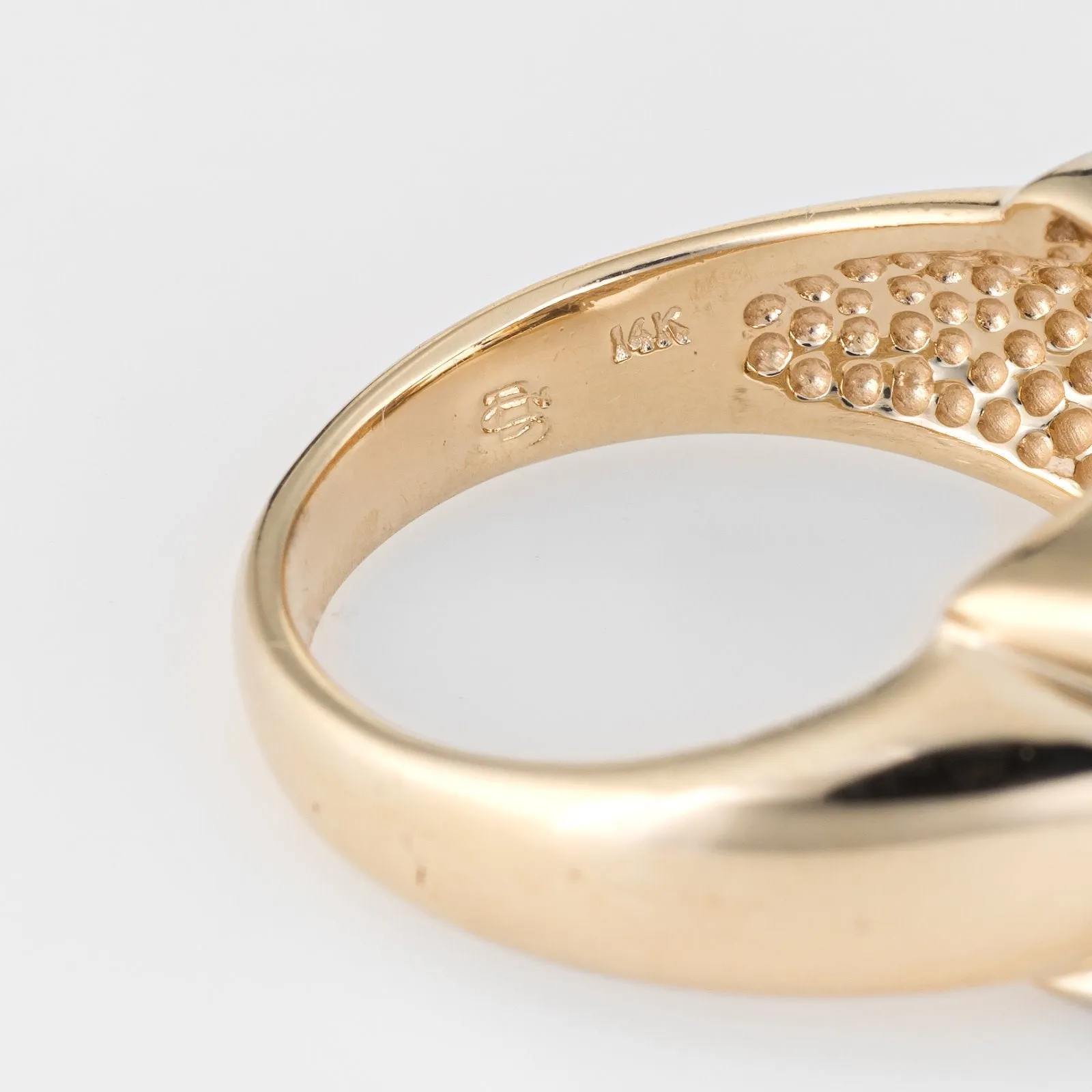 Vintage 80s Diamond Cocktail Ring 14k Yellow Gold East West Design Estate Sz 7