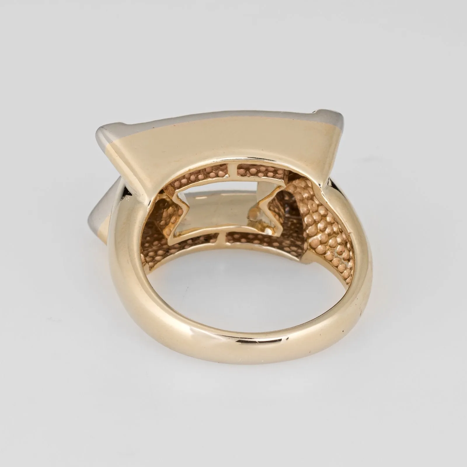 Vintage 80s Diamond Cocktail Ring 14k Yellow Gold East West Design Estate Sz 7
