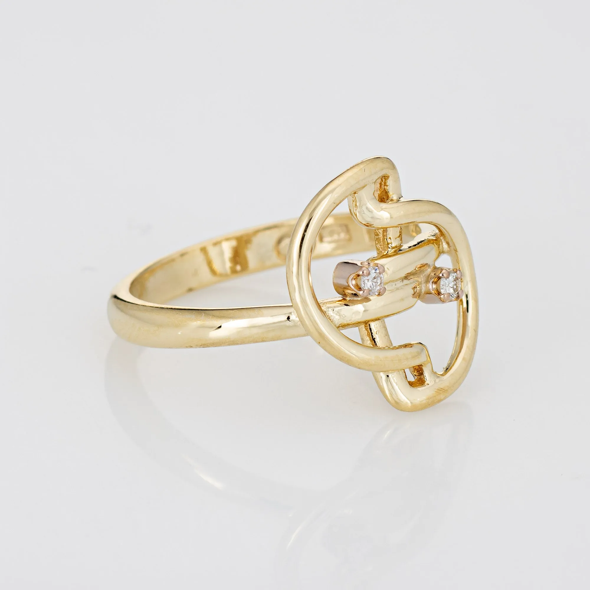 Vintage 80s Diamond Ring 14k Yellow Gold Estate Fine Jewelry Sz 5 Low Profile