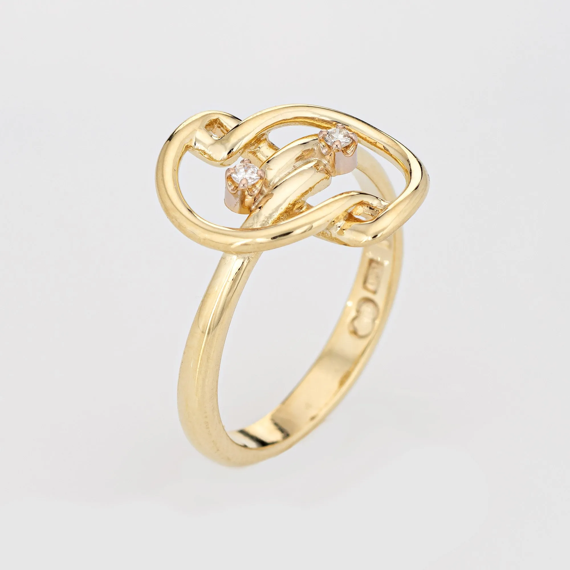Vintage 80s Diamond Ring 14k Yellow Gold Estate Fine Jewelry Sz 5 Low Profile
