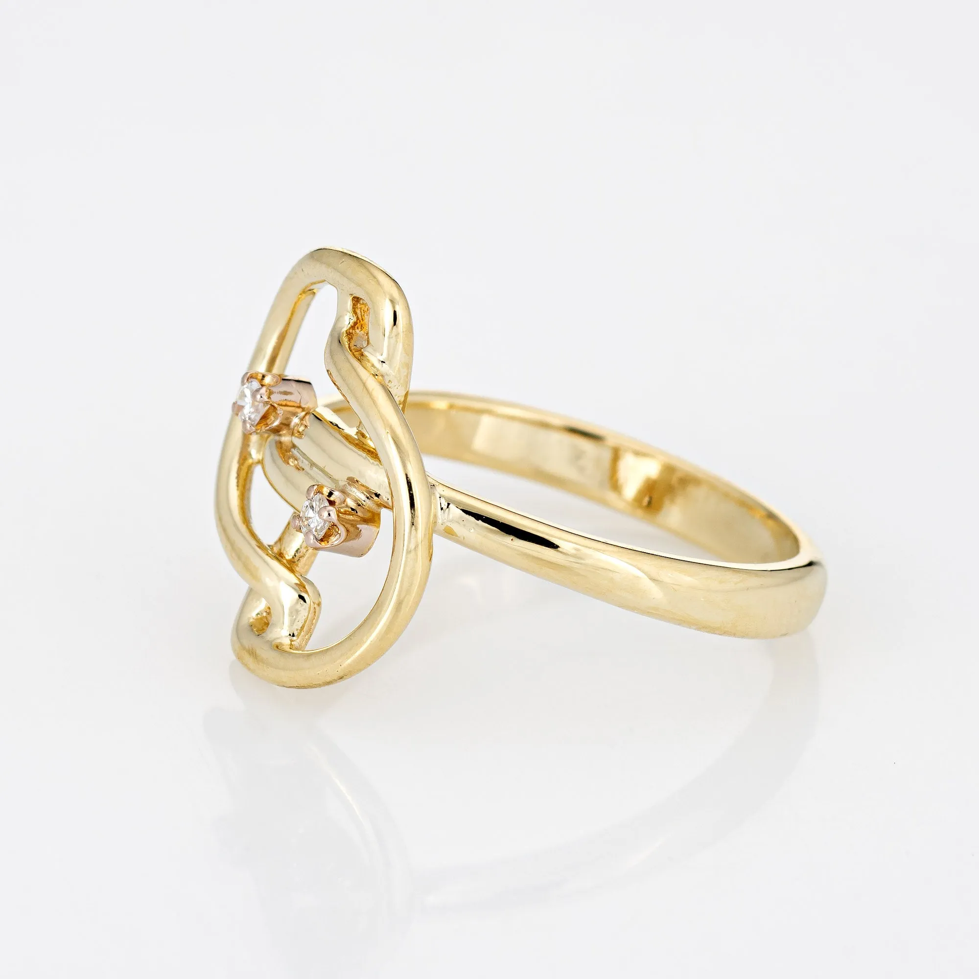 Vintage 80s Diamond Ring 14k Yellow Gold Estate Fine Jewelry Sz 5 Low Profile