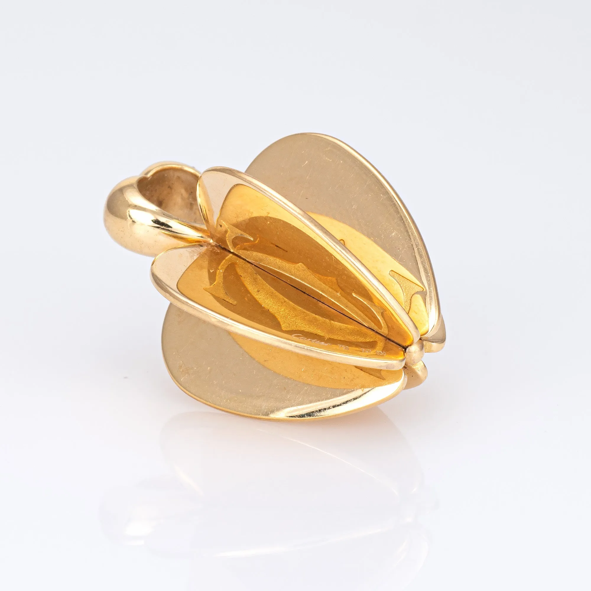 Vintage 90s Cartier Apple Charm 18k Yellow Gold Spinning Pendant Heart Jewelry