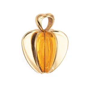 Vintage 90s Cartier Apple Charm 18k Yellow Gold Spinning Pendant Heart Jewelry