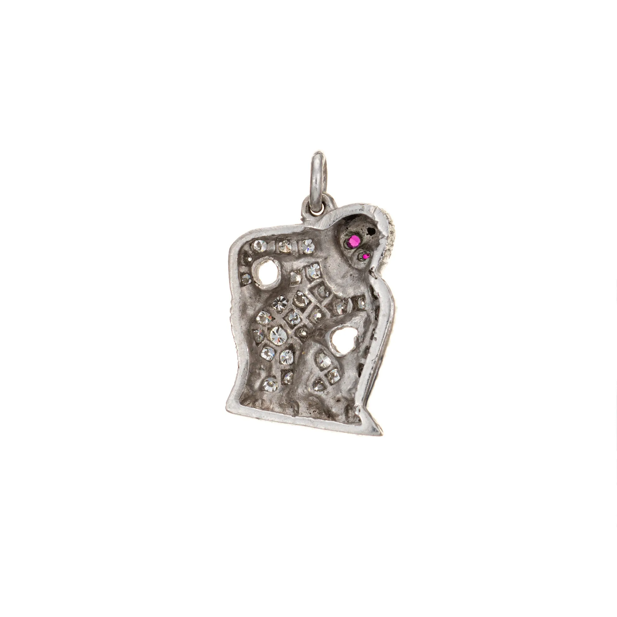 Vintage Art Deco Diamond Charm Platinum Monkey Pendant Fine Animal Jewelry
