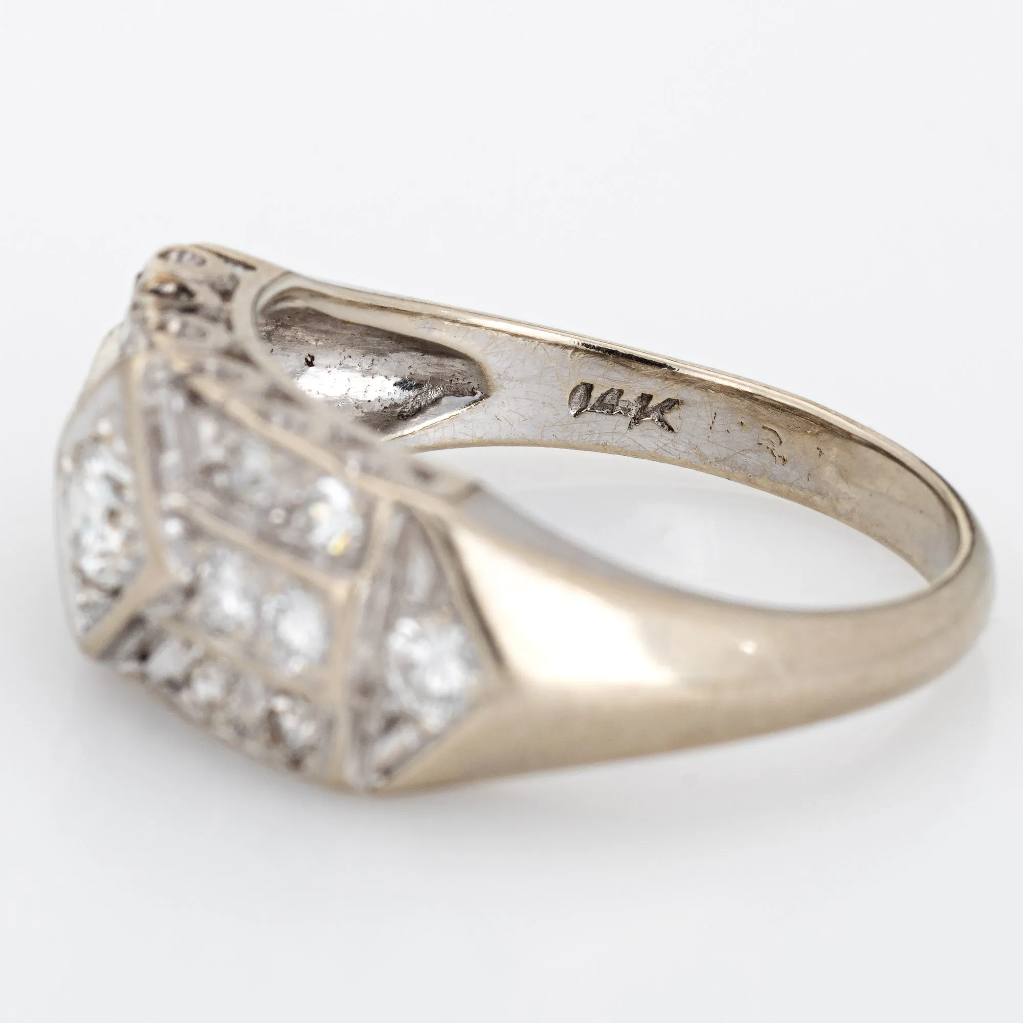 Vintage Art Deco Diamond Ring 14k White Gold Band Estate Fine Jewelry Sz 5.75