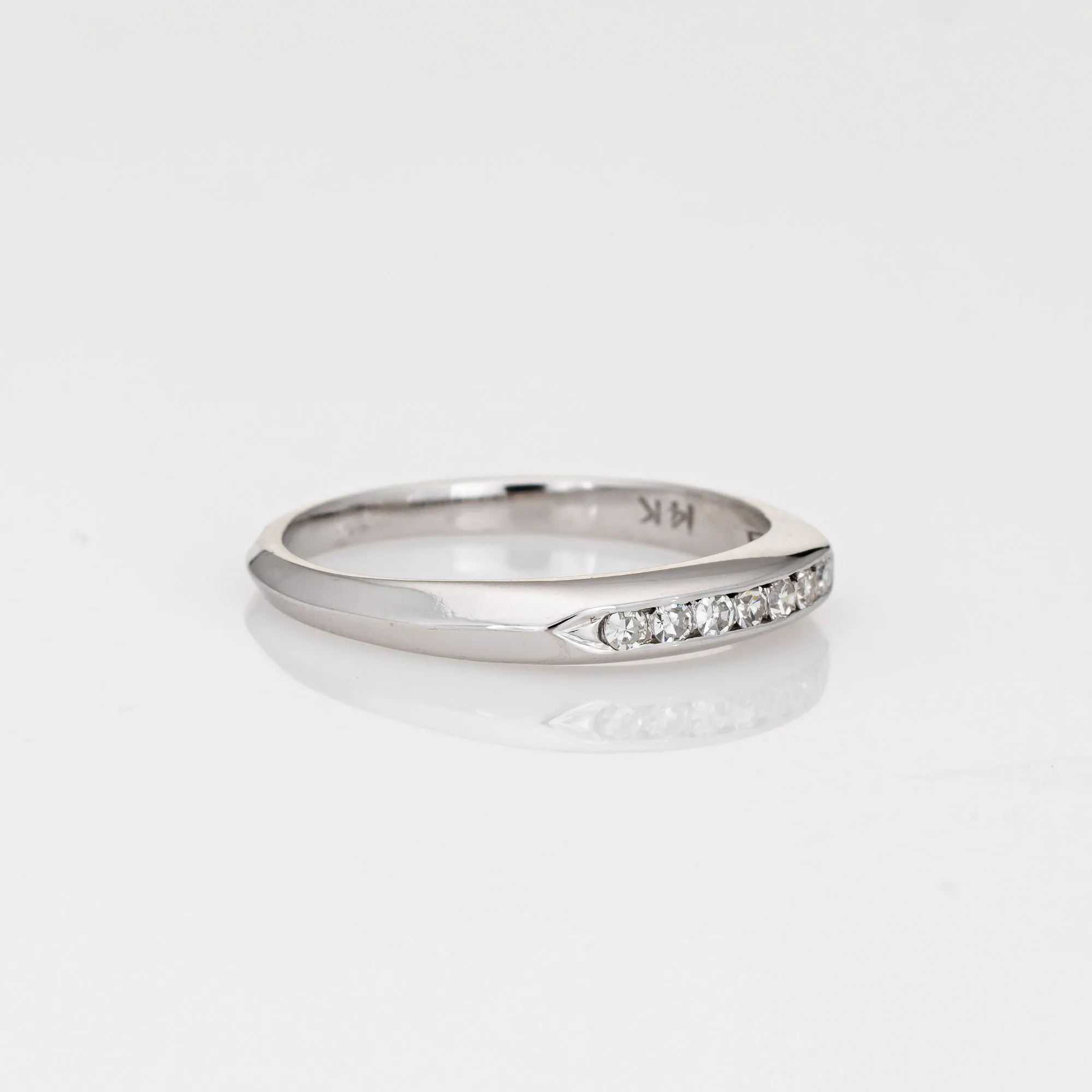 Vintage Art Deco Diamond Ring 14k White Gold Wedding Band Sz 5.75 Fine Jewelry