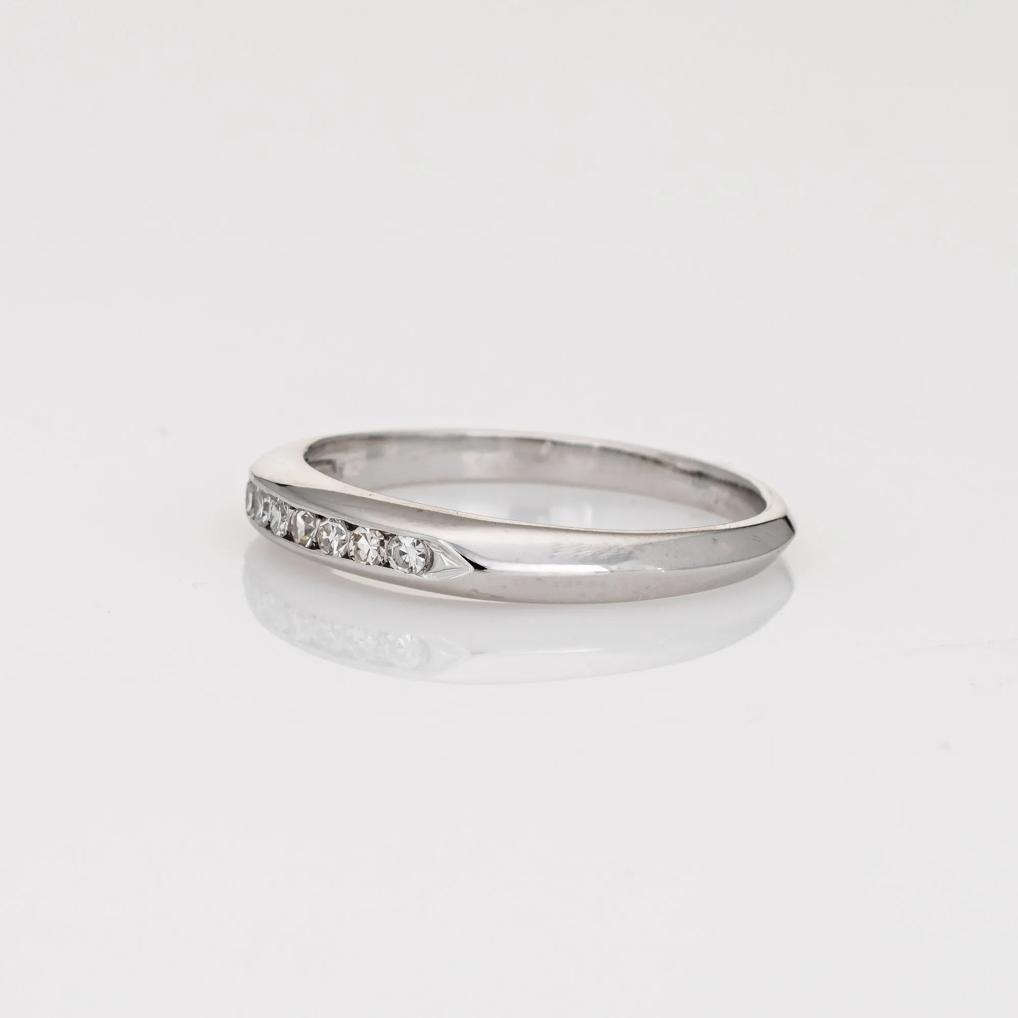Vintage Art Deco Diamond Ring 14k White Gold Wedding Band Sz 5.75 Fine Jewelry