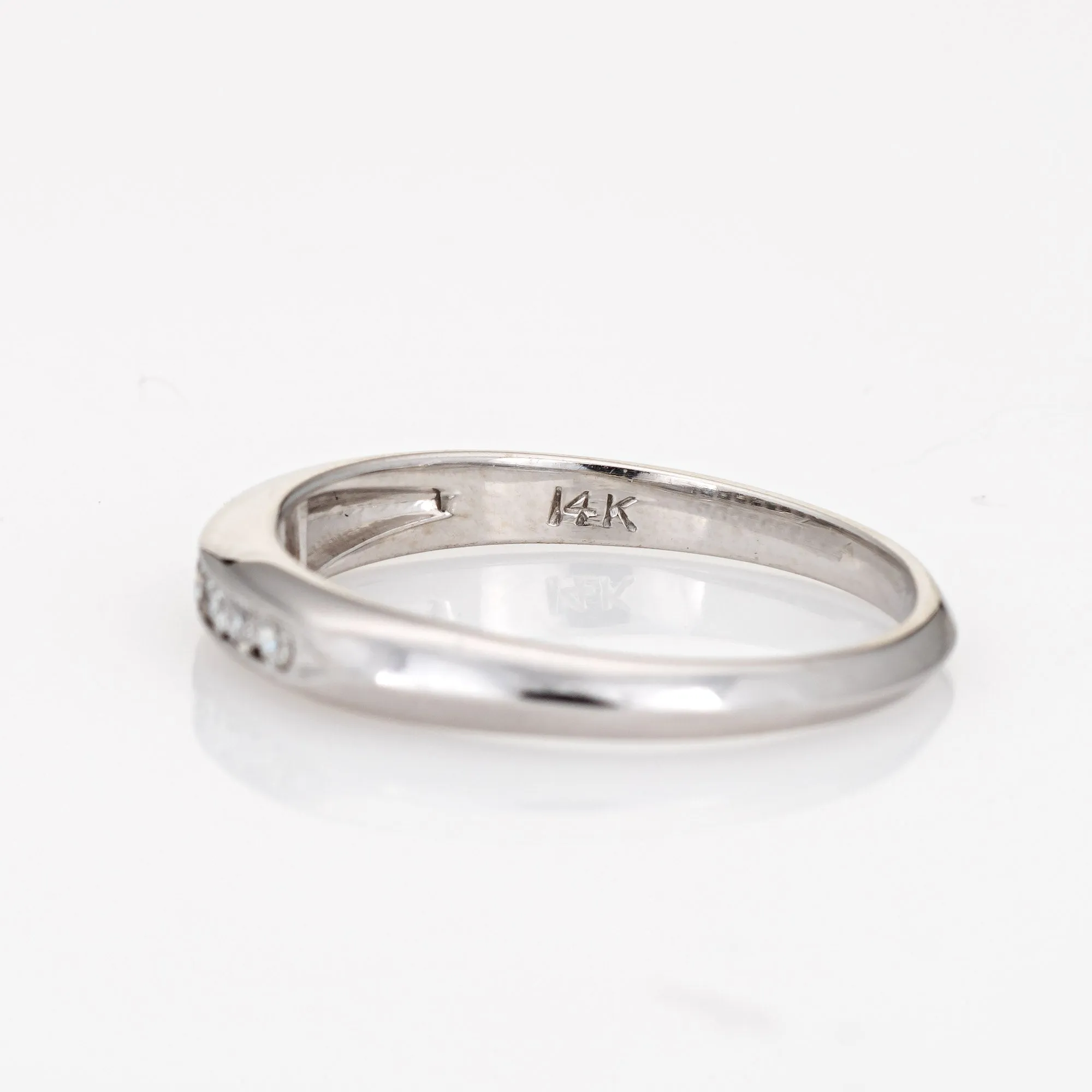 Vintage Art Deco Diamond Ring 14k White Gold Wedding Band Sz 5.75 Fine Jewelry