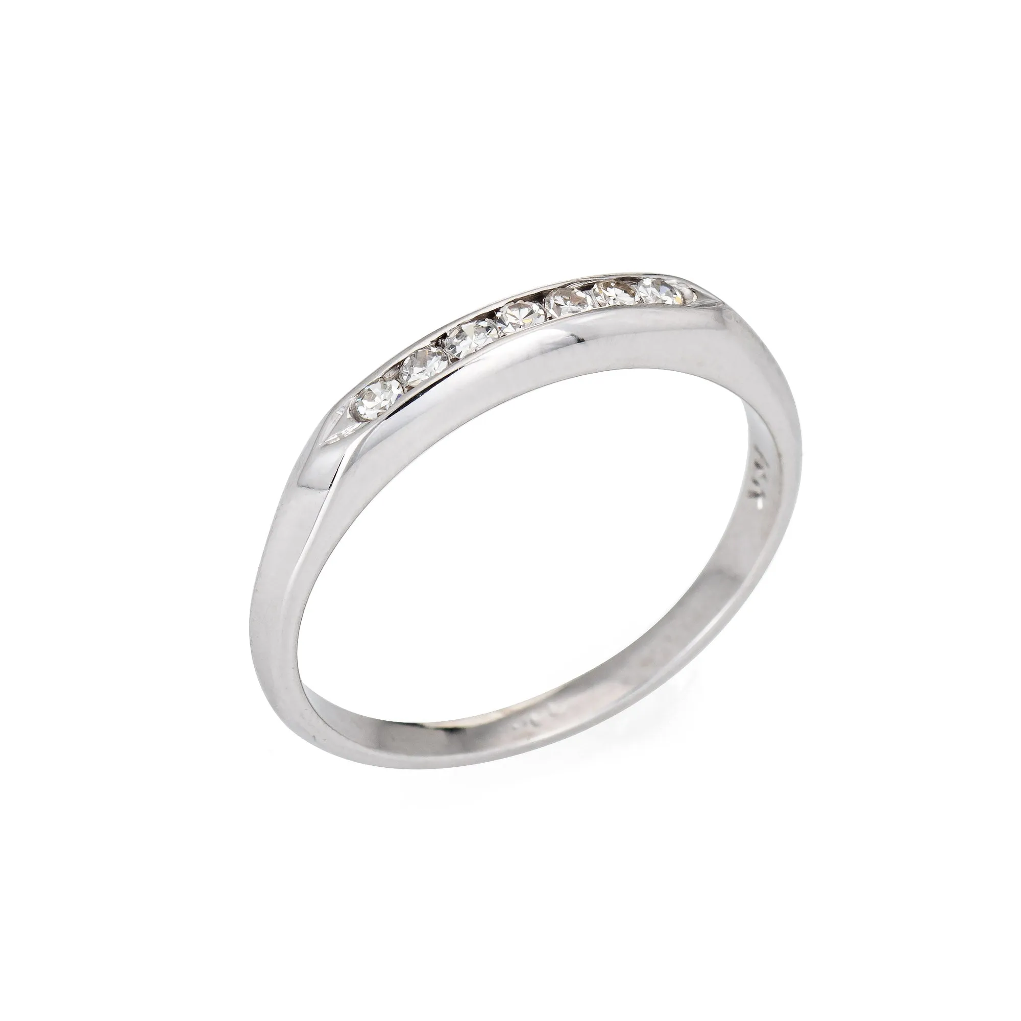 Vintage Art Deco Diamond Ring 14k White Gold Wedding Band Sz 5.75 Fine Jewelry