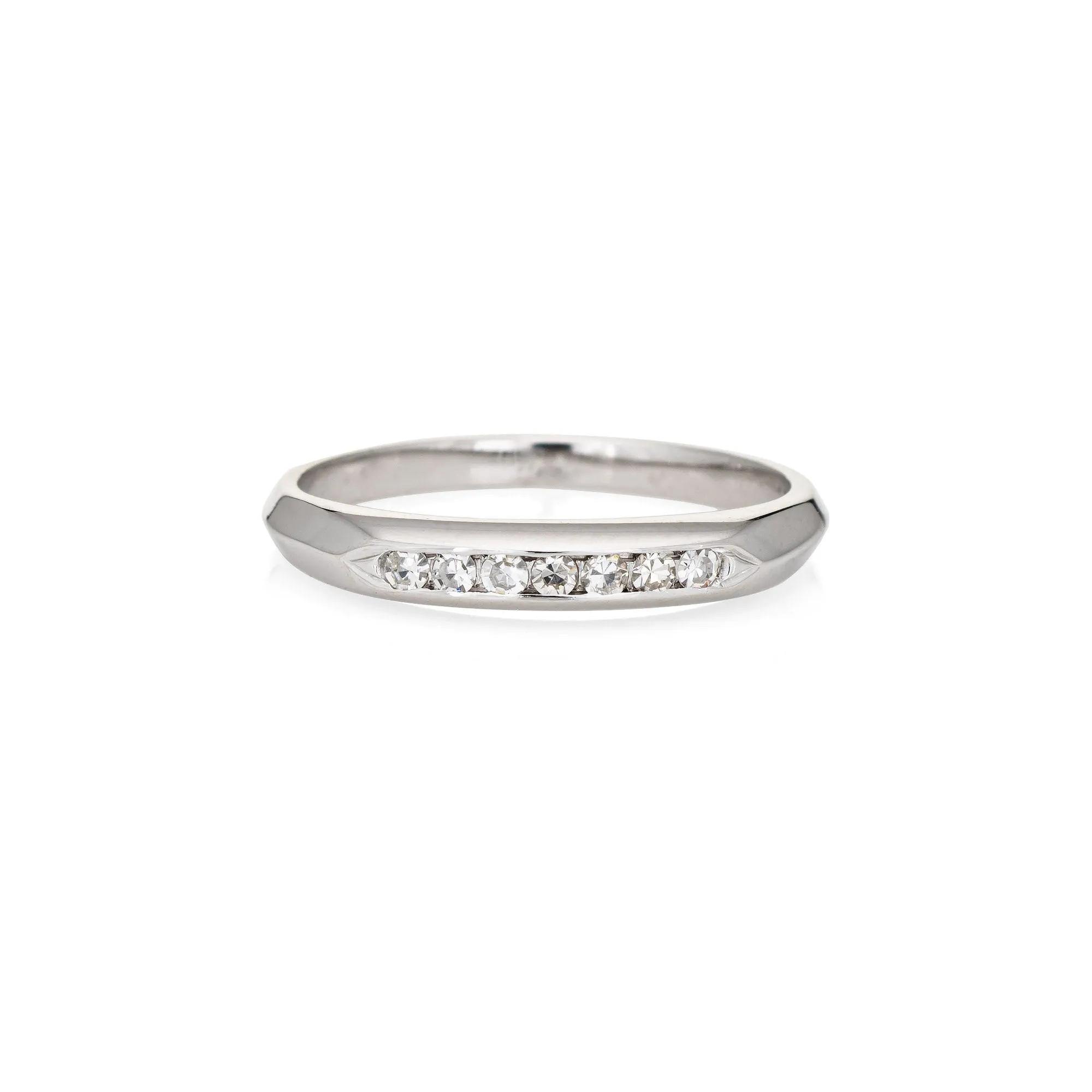 Vintage Art Deco Diamond Ring 14k White Gold Wedding Band Sz 5.75 Fine Jewelry