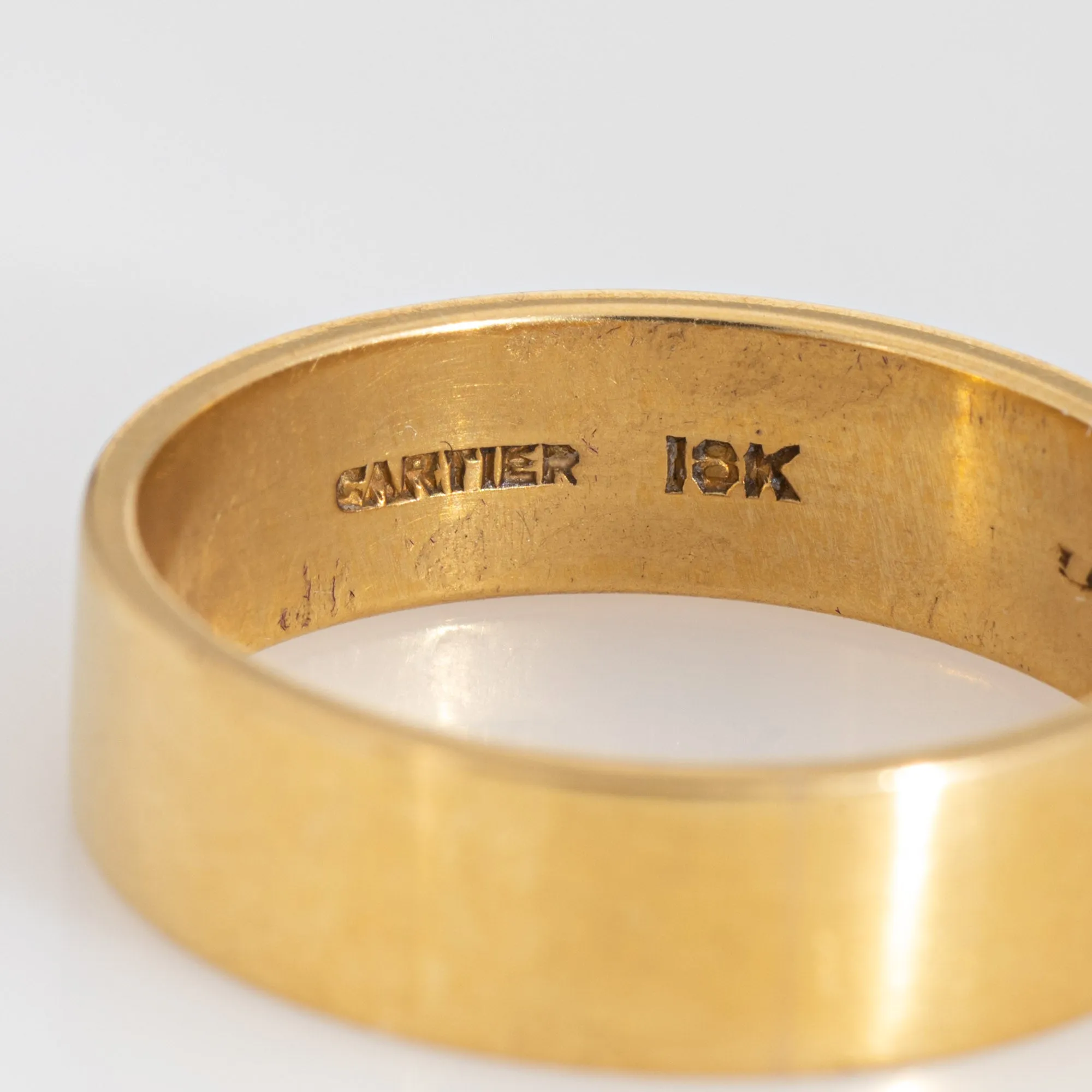 Vintage Cartier Wedding Band Sz 9.5 Art Deco Ring 18k Yellow Gold Signed Jewelry