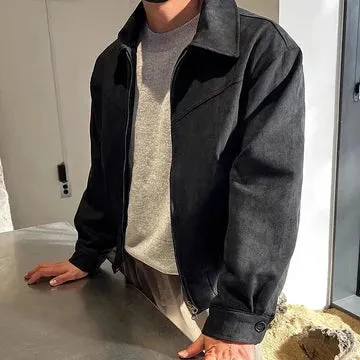 Vintage casual  black italian suede leather jacket - Leather Jackets