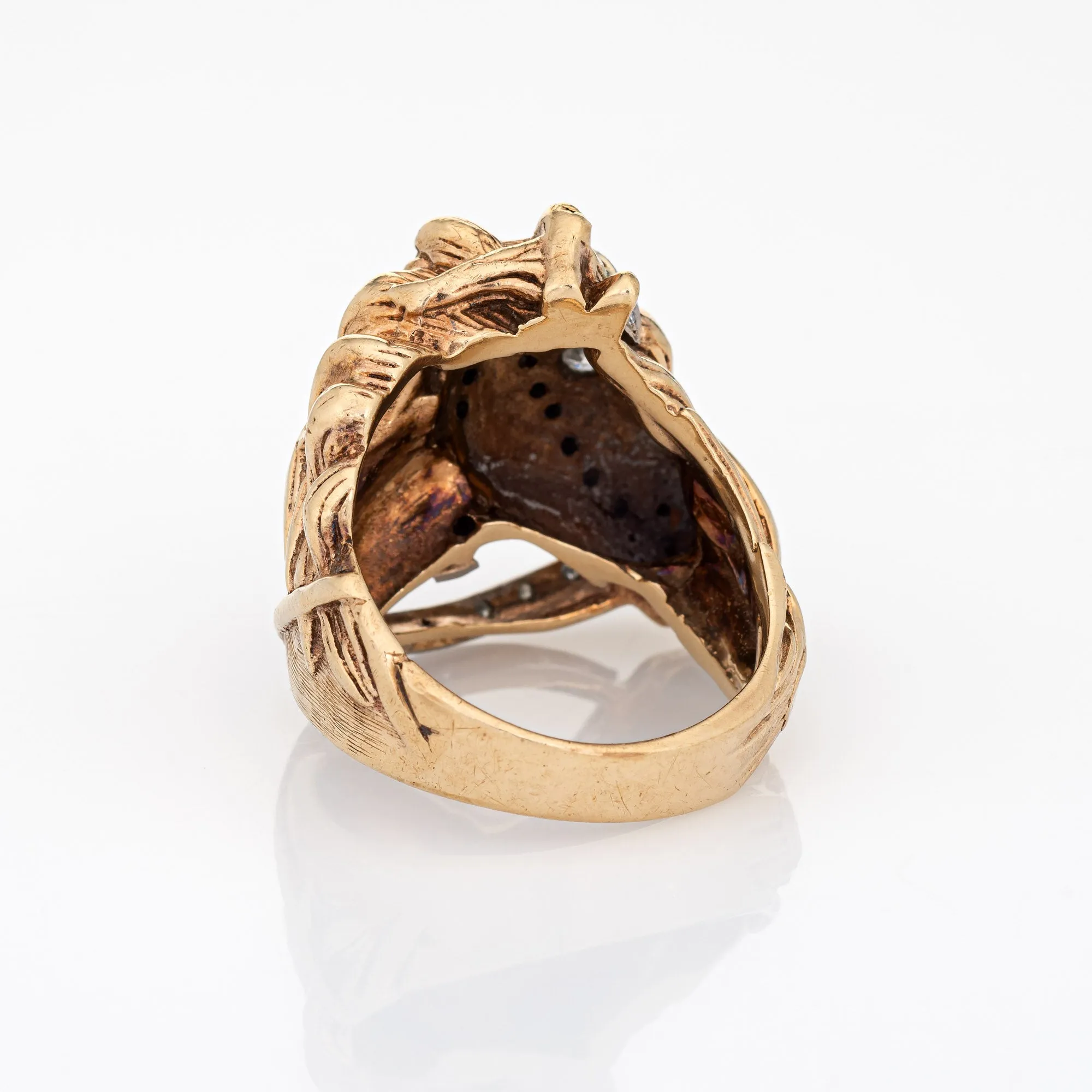 Vintage Horse Ring Diamond 14k Yellow Gold Animal Jewelry Sz 10.25 Equestrian