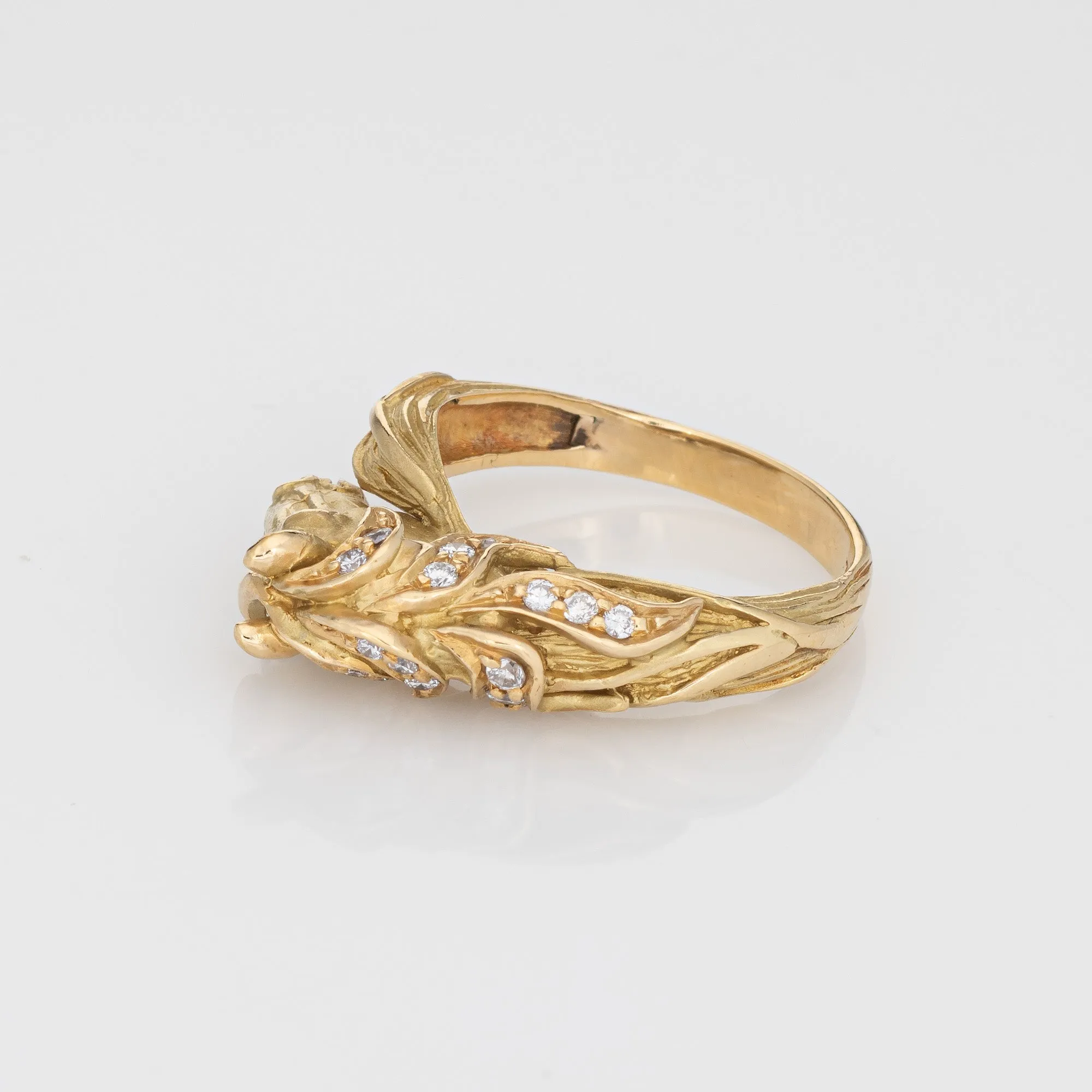 Vintage Horse Ring Diamond 18k Yellow Gold Sz 7 Fine Animal Equestrian Jewelry