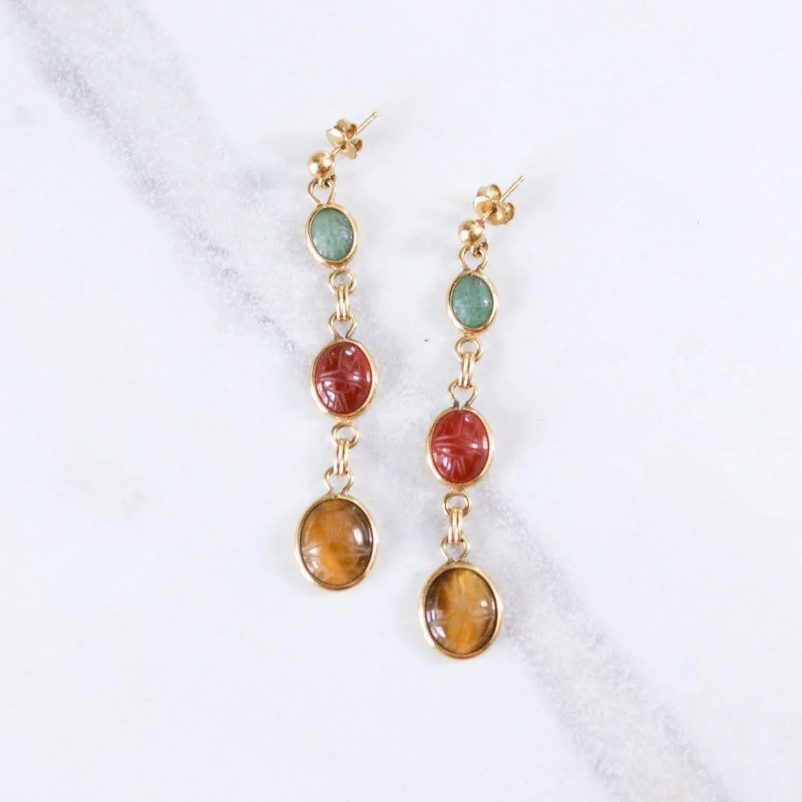 Vintage Scarab Statement Earrings