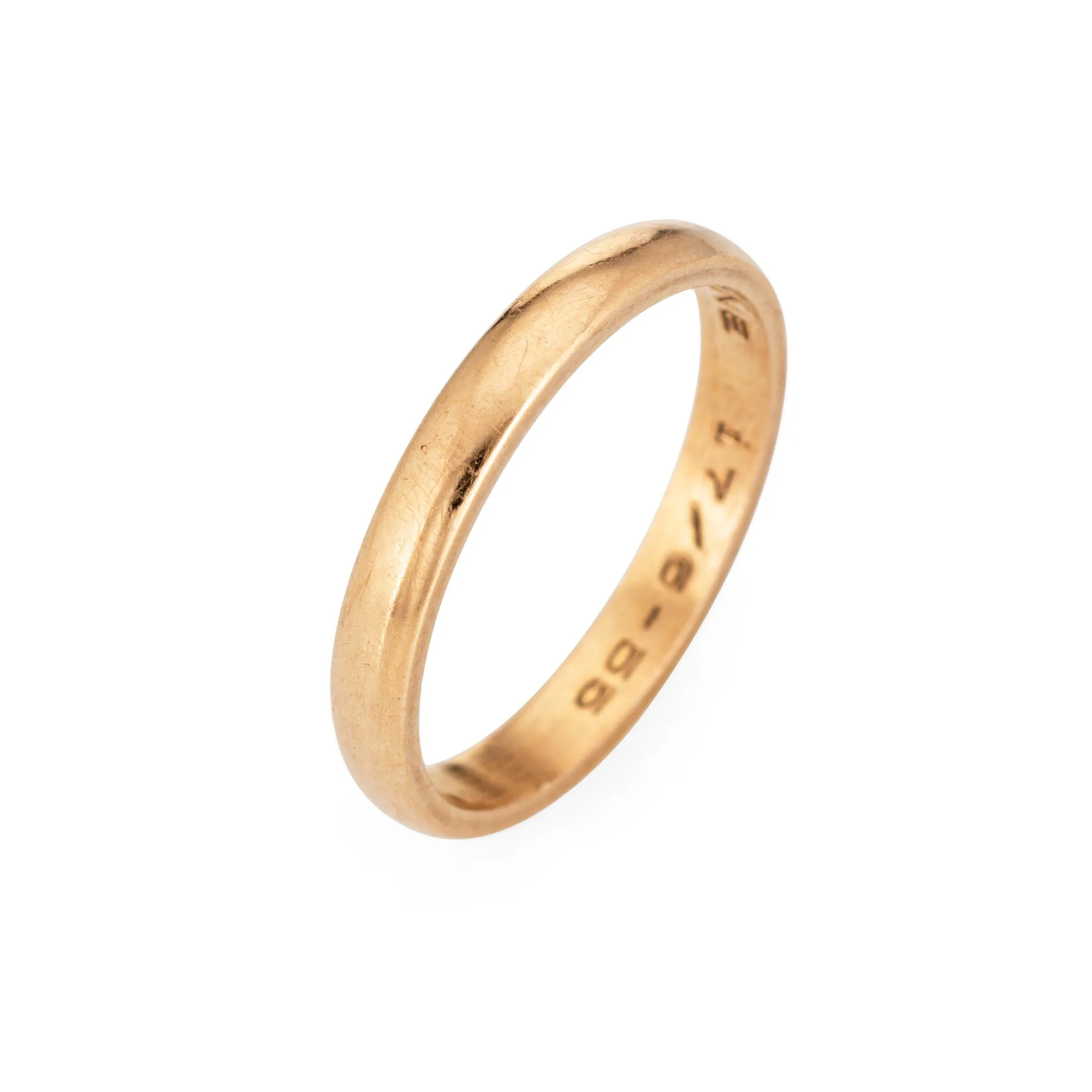 Vintage Swedish 3mm Band Wedding 18k Yellow Gold Sz 7 Ring Estate Jewelry
