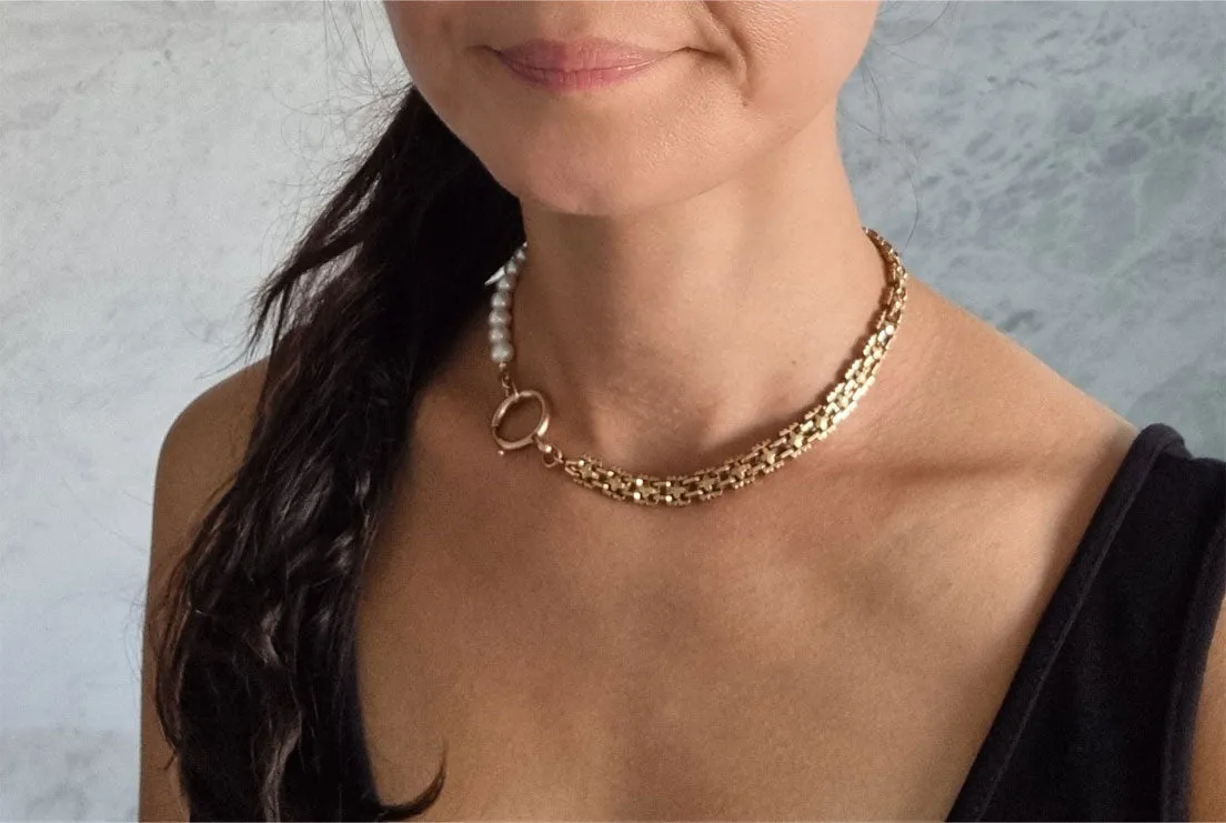 water clover | antique French FIX pearl necklace