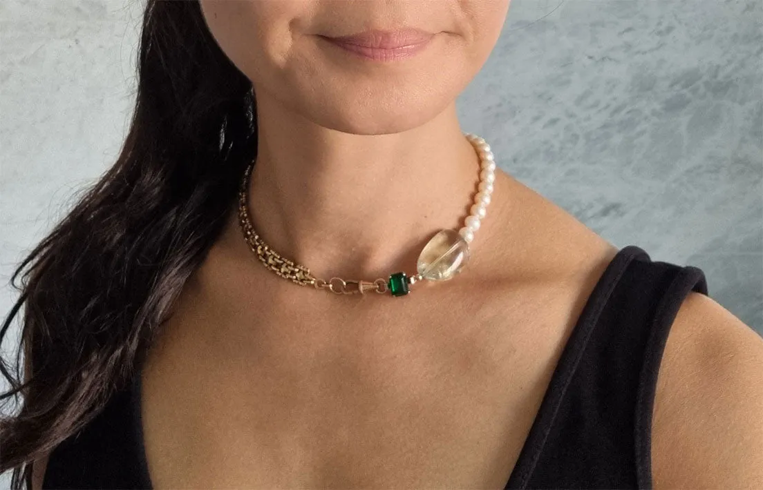 water clover | antique French FIX pearl necklace