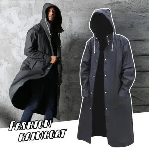 Waterproof Long Black Raincoat Men Rain Coat Hooded Trench Jacket Outdoor Hiking Tour Rainwear Adults