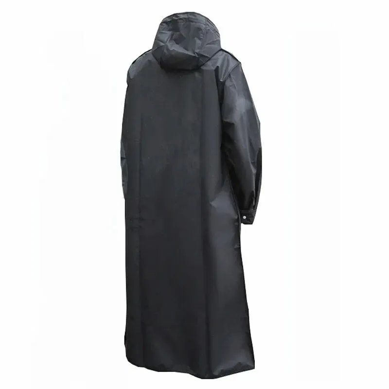 Waterproof Long Black Raincoat Men Rain Coat Hooded Trench Jacket Outdoor Hiking Tour Rainwear Adults
